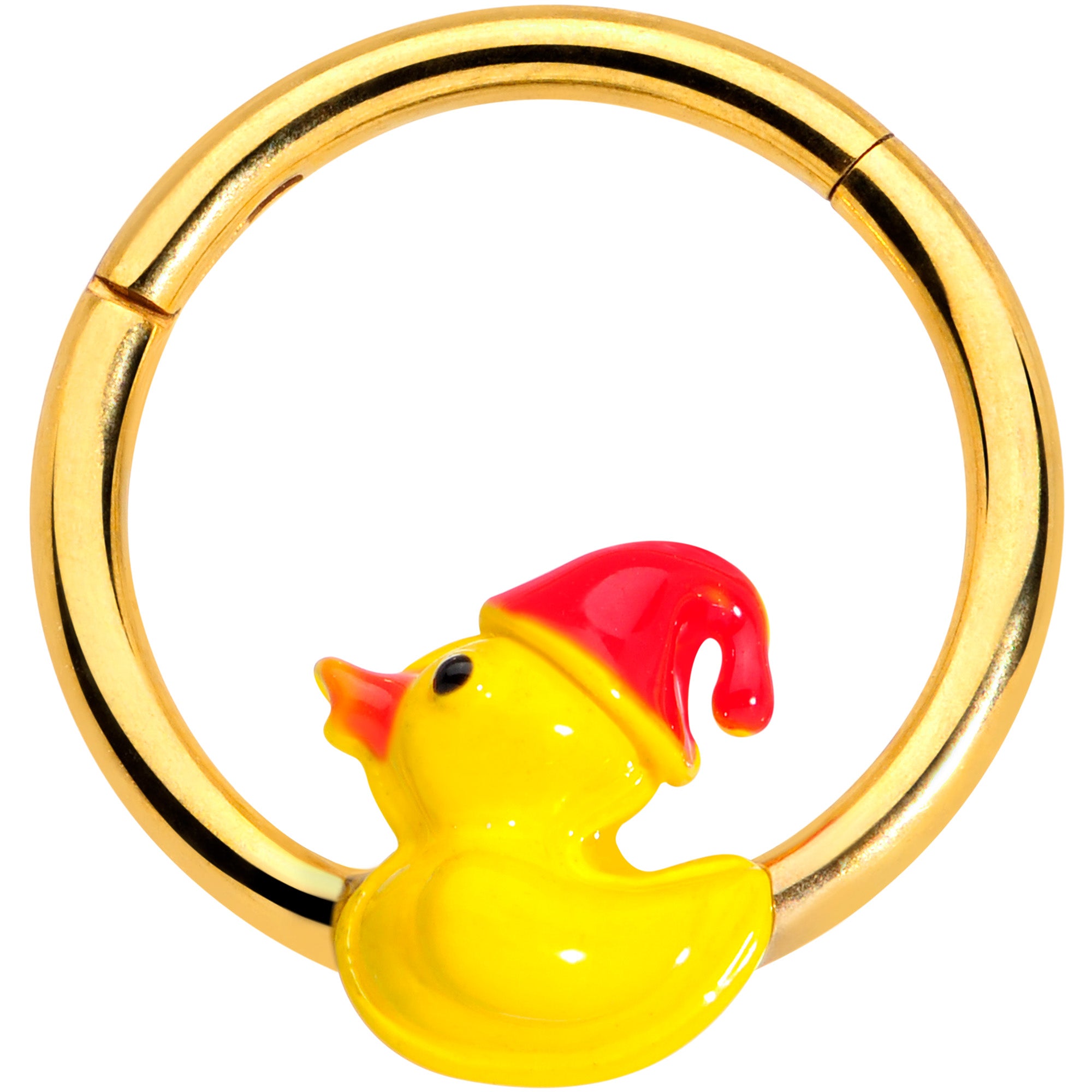 16G 3/8 Gold Tone Sleepy Duck Hinged Segment Ring