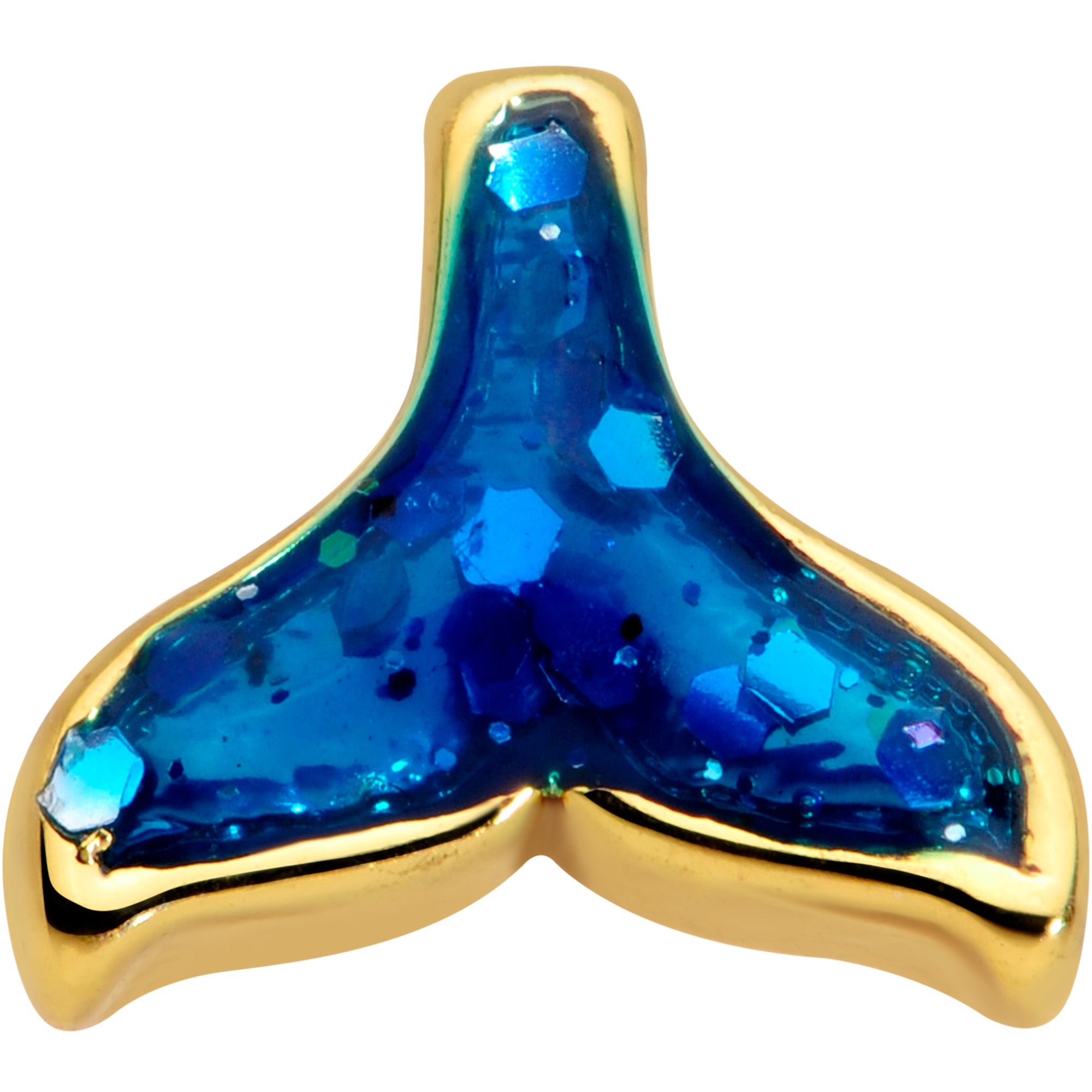 20G 1/4 Gold Tone Iridescent Mermaid Tail L Shaped Nose Ring