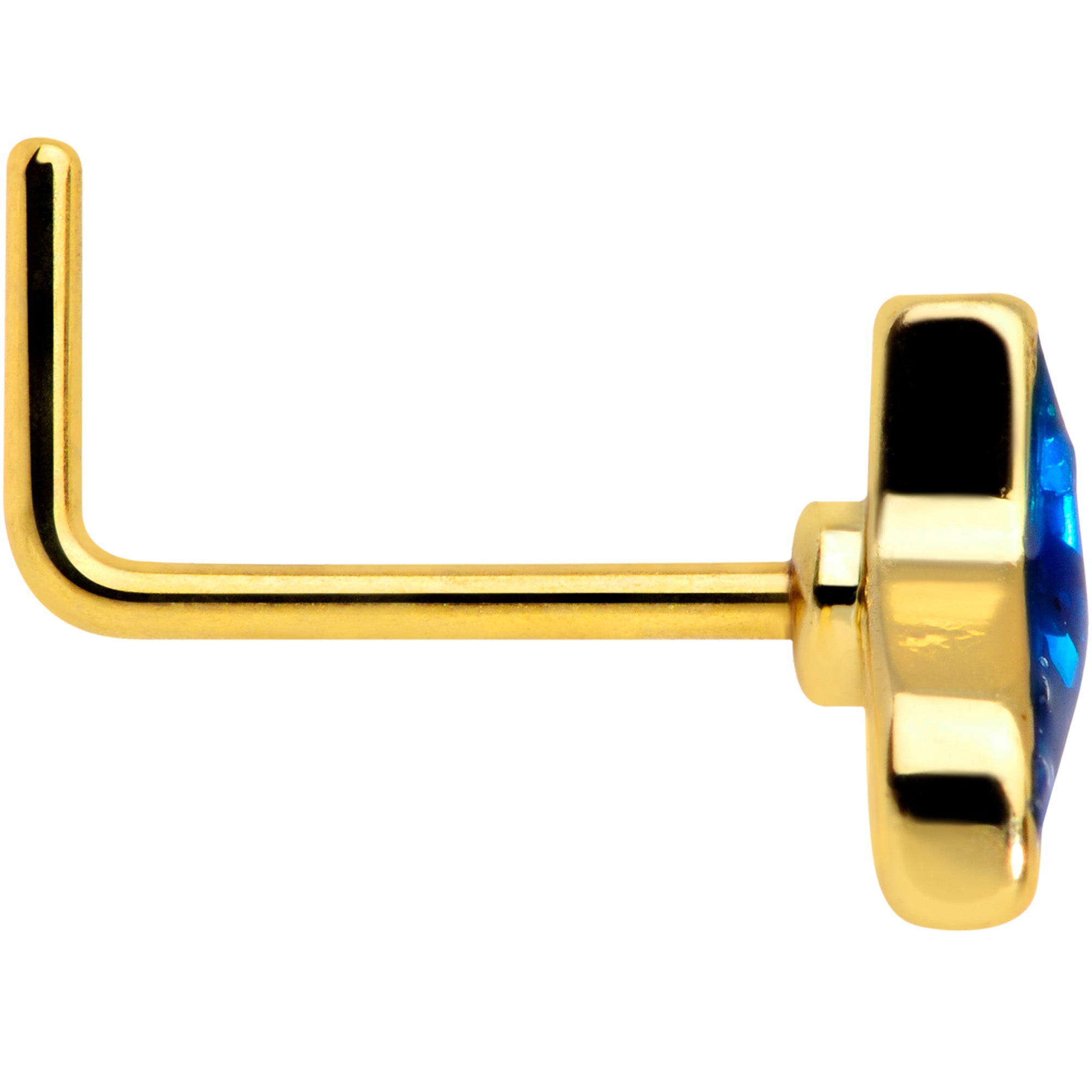 20G 1/4 Gold Tone Iridescent Mermaid Tail L Shaped Nose Ring