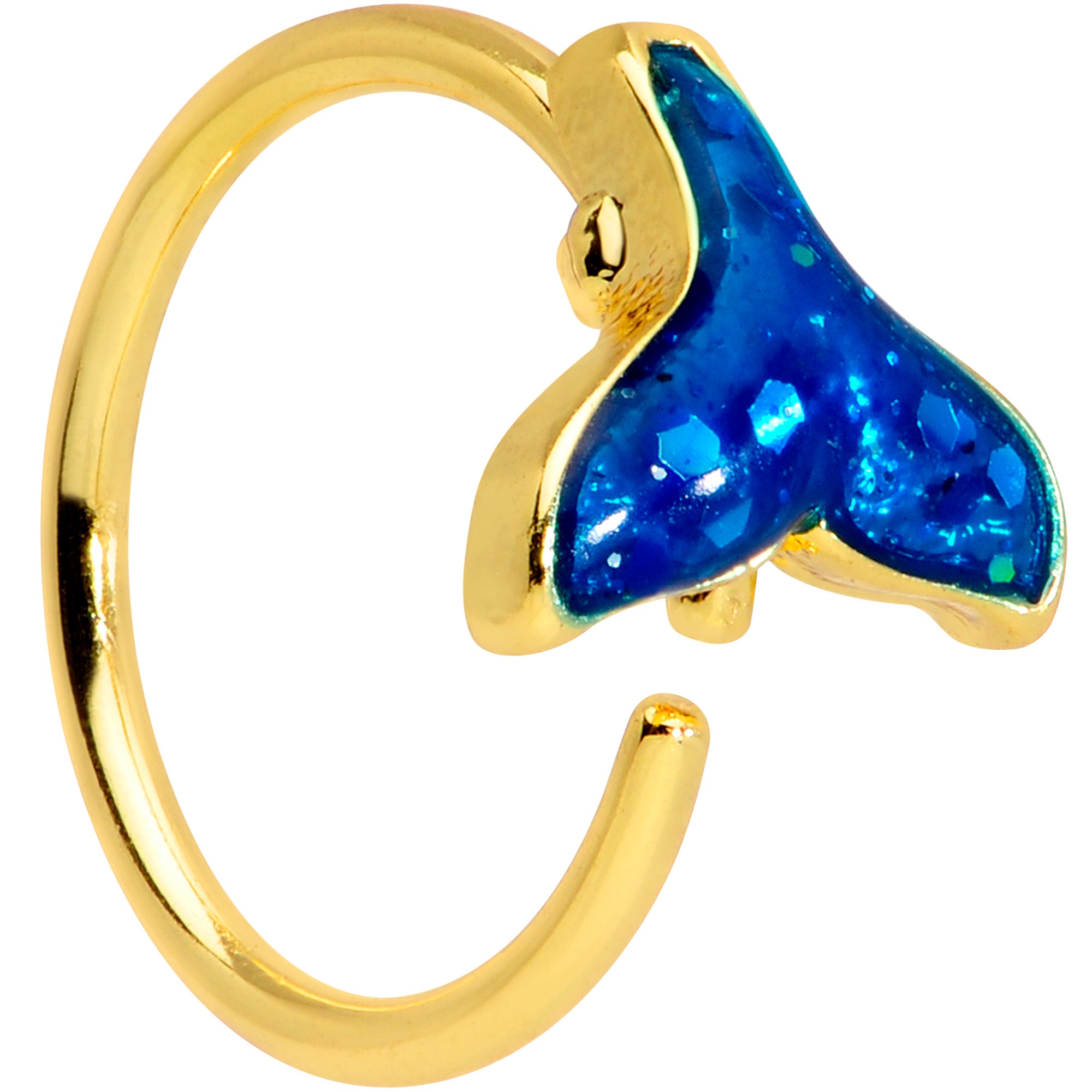 20G 5/16 Gold Tone Iridescent Mermaid Tail Nose Hoop