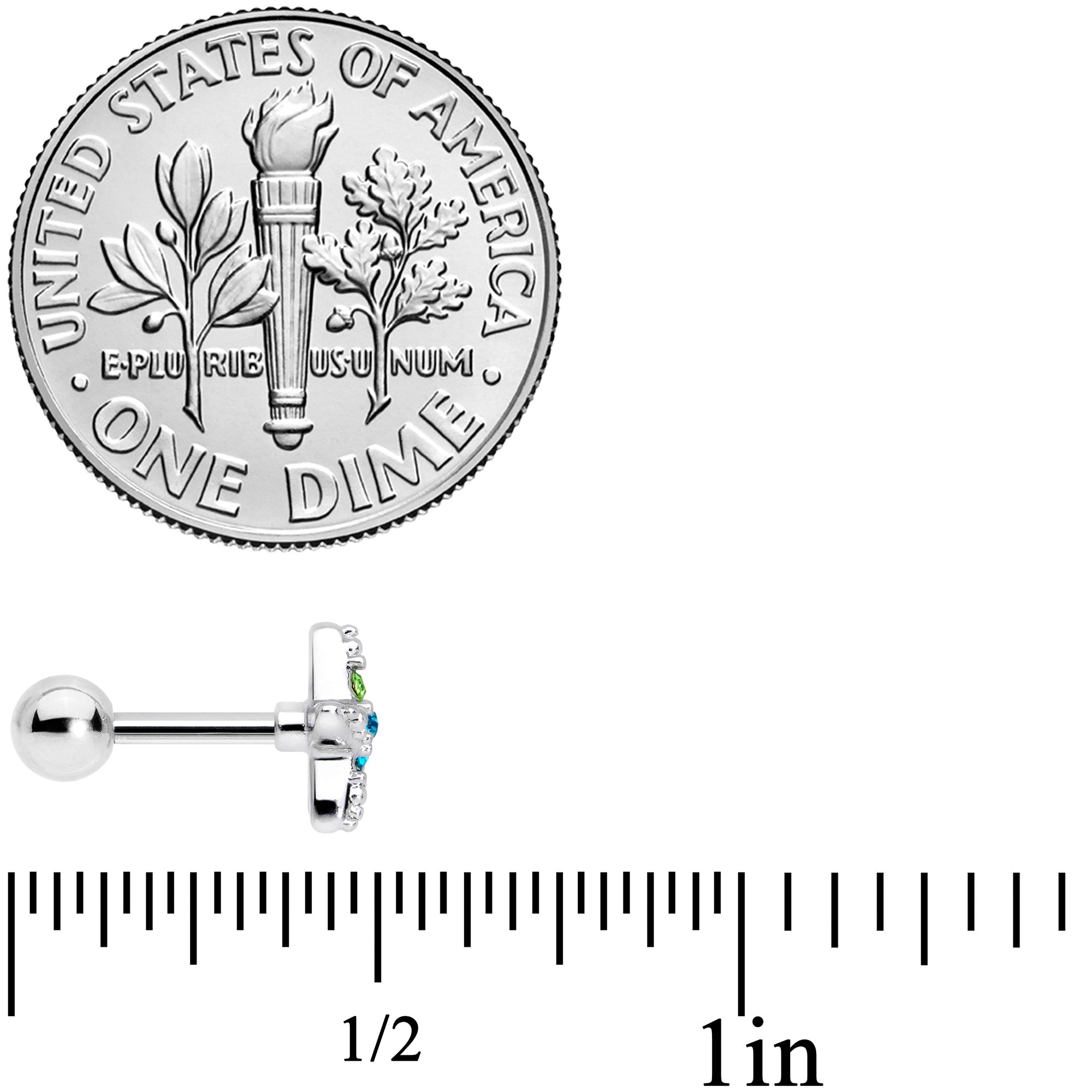 16G 1/4 Blue Green Gem Glam Starfish Cartilage Tragus