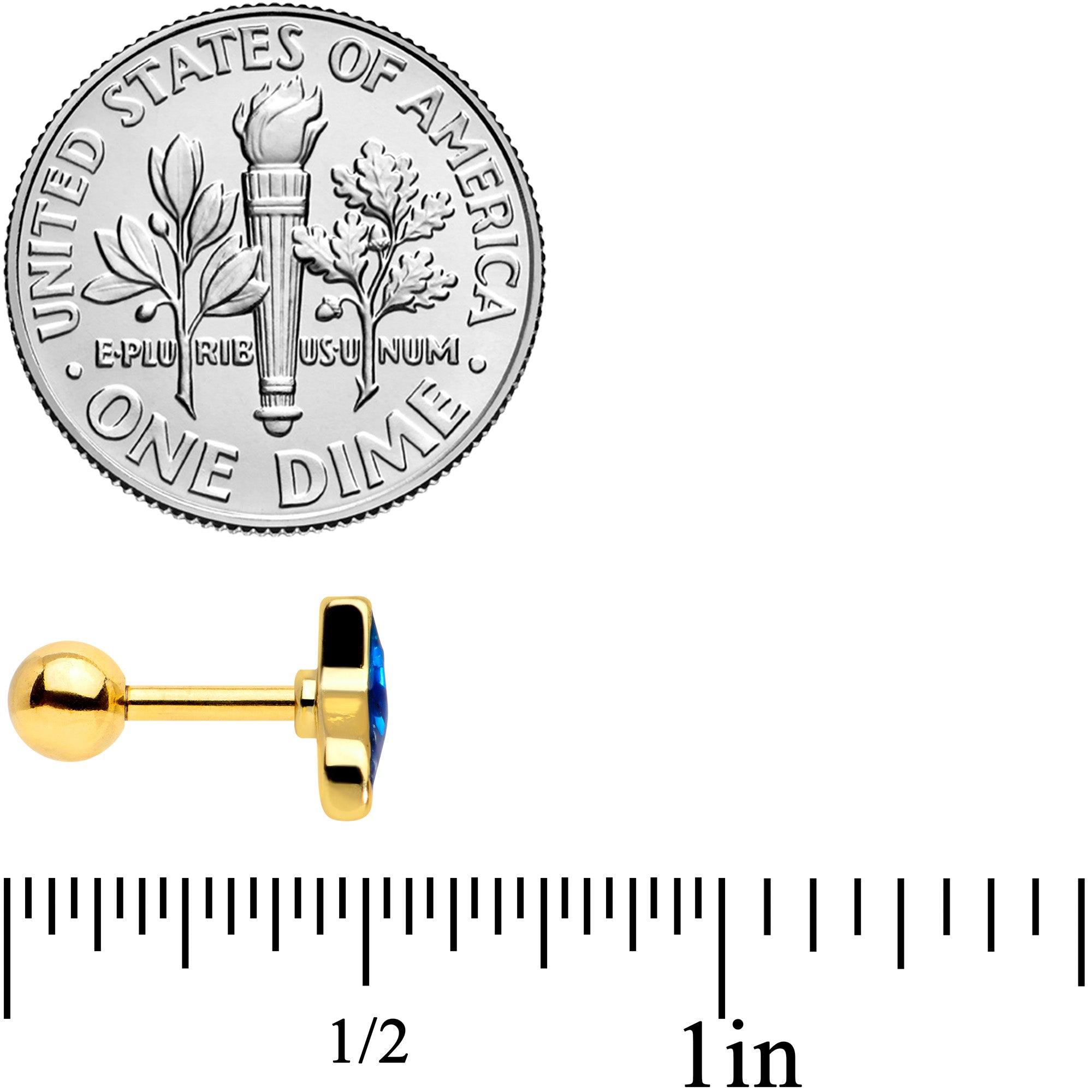 16G 1/4 Gold Tone Iridescent Mermaid Tail Cartilage Tragus