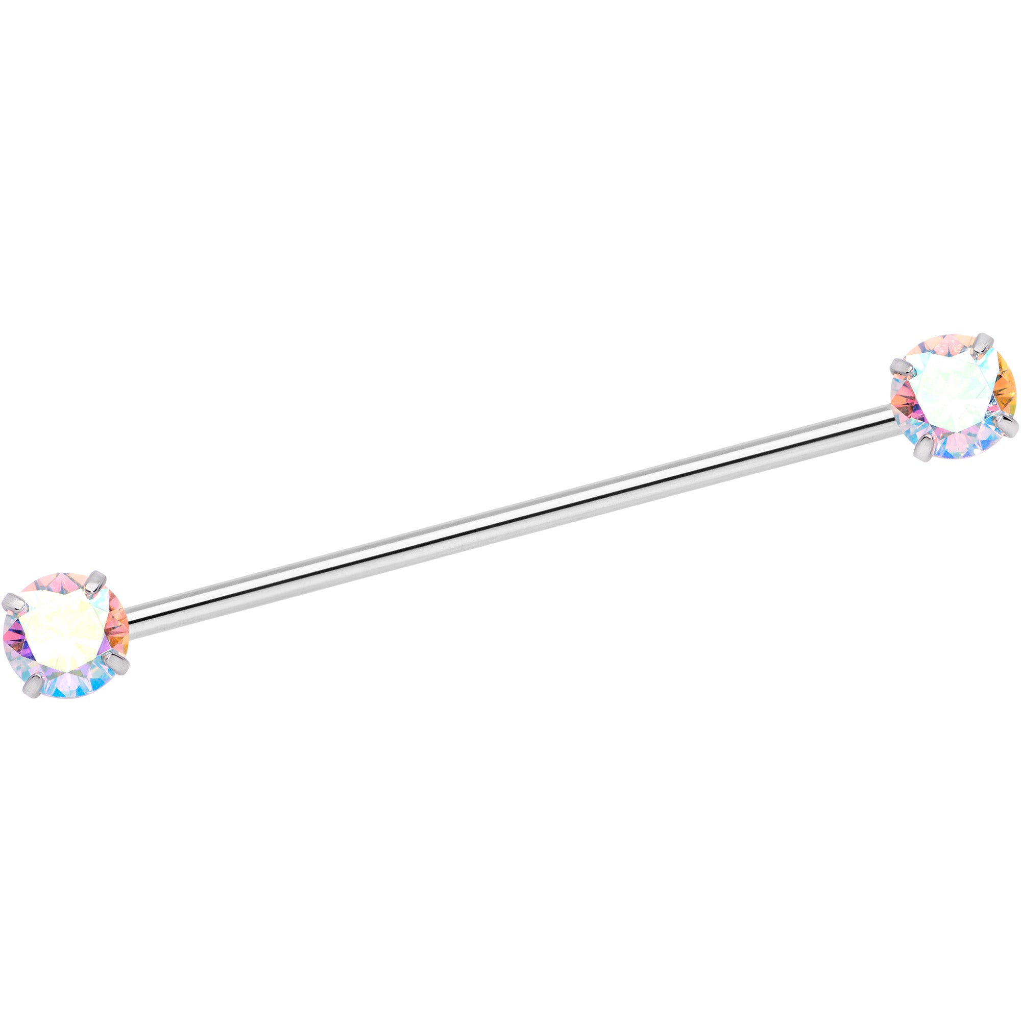 14G Aurora CZ Gem Threadless Industrial Barbell 38mm