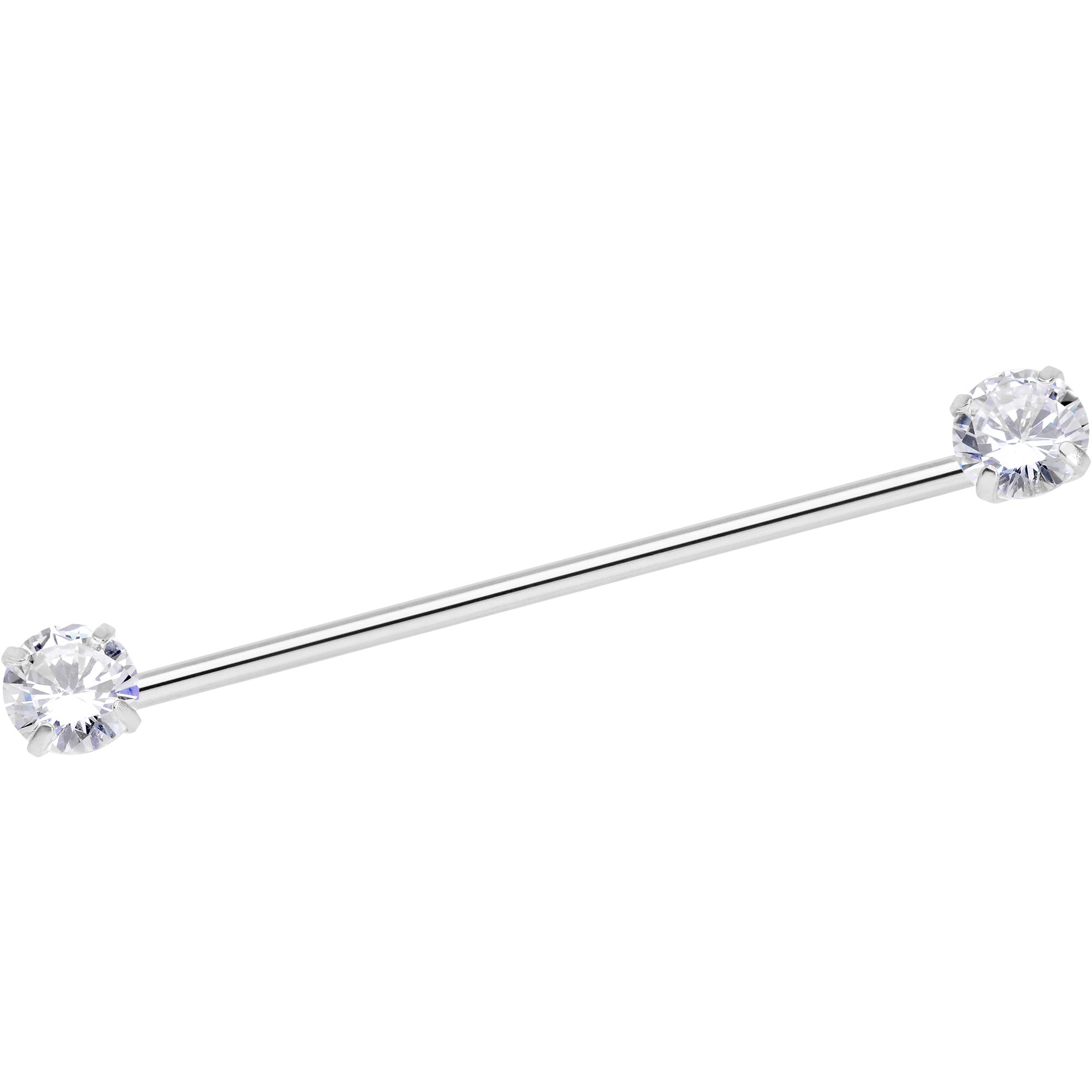 14G Clear CZ Gem Threadless Industrial Barbell 38mm