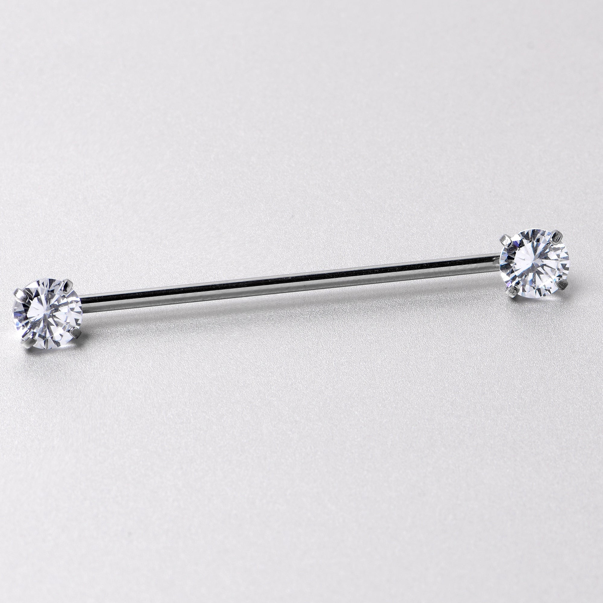 14G Clear CZ Gem Threadless Industrial Barbell 38mm