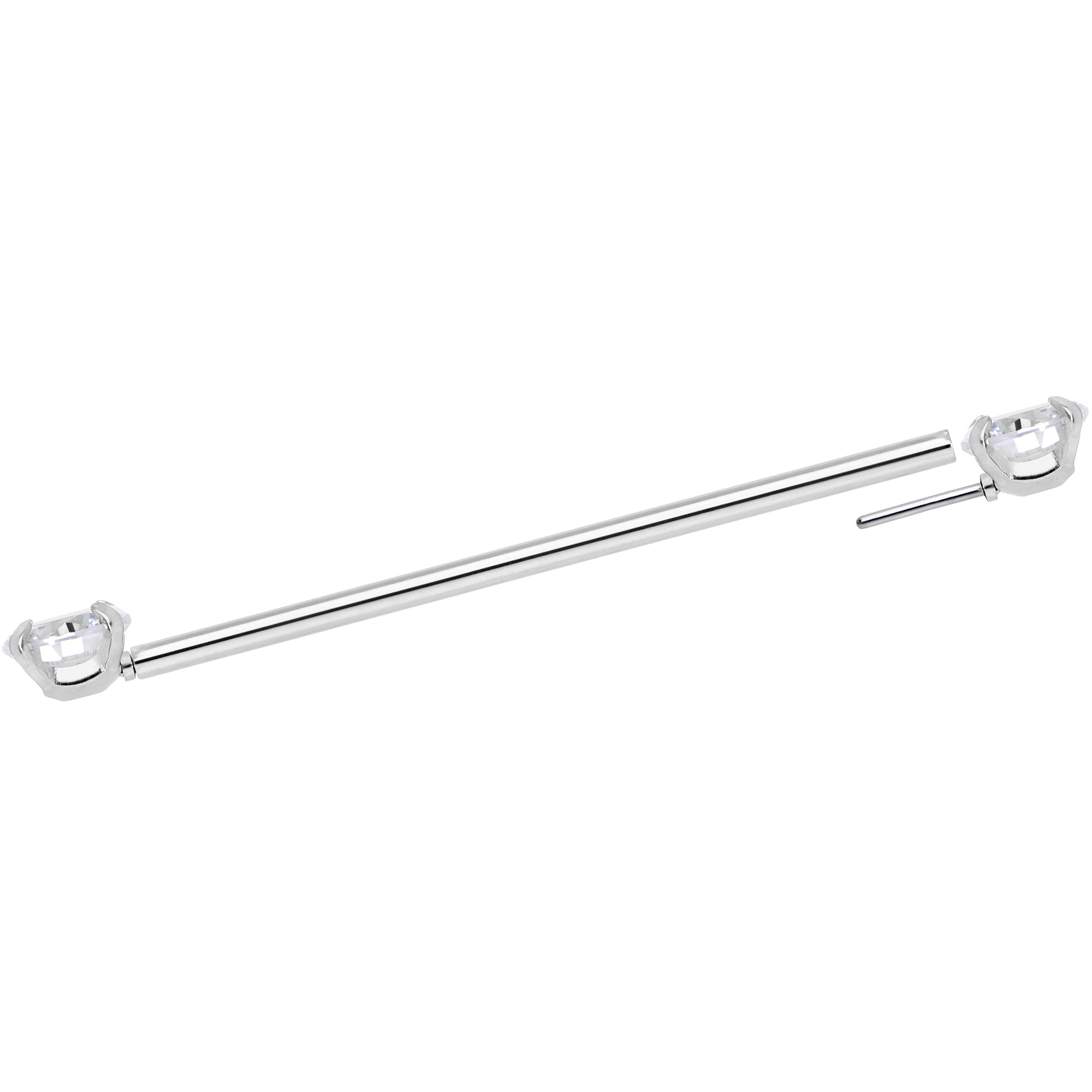 14G Clear CZ Gem Threadless Industrial Barbell 38mm