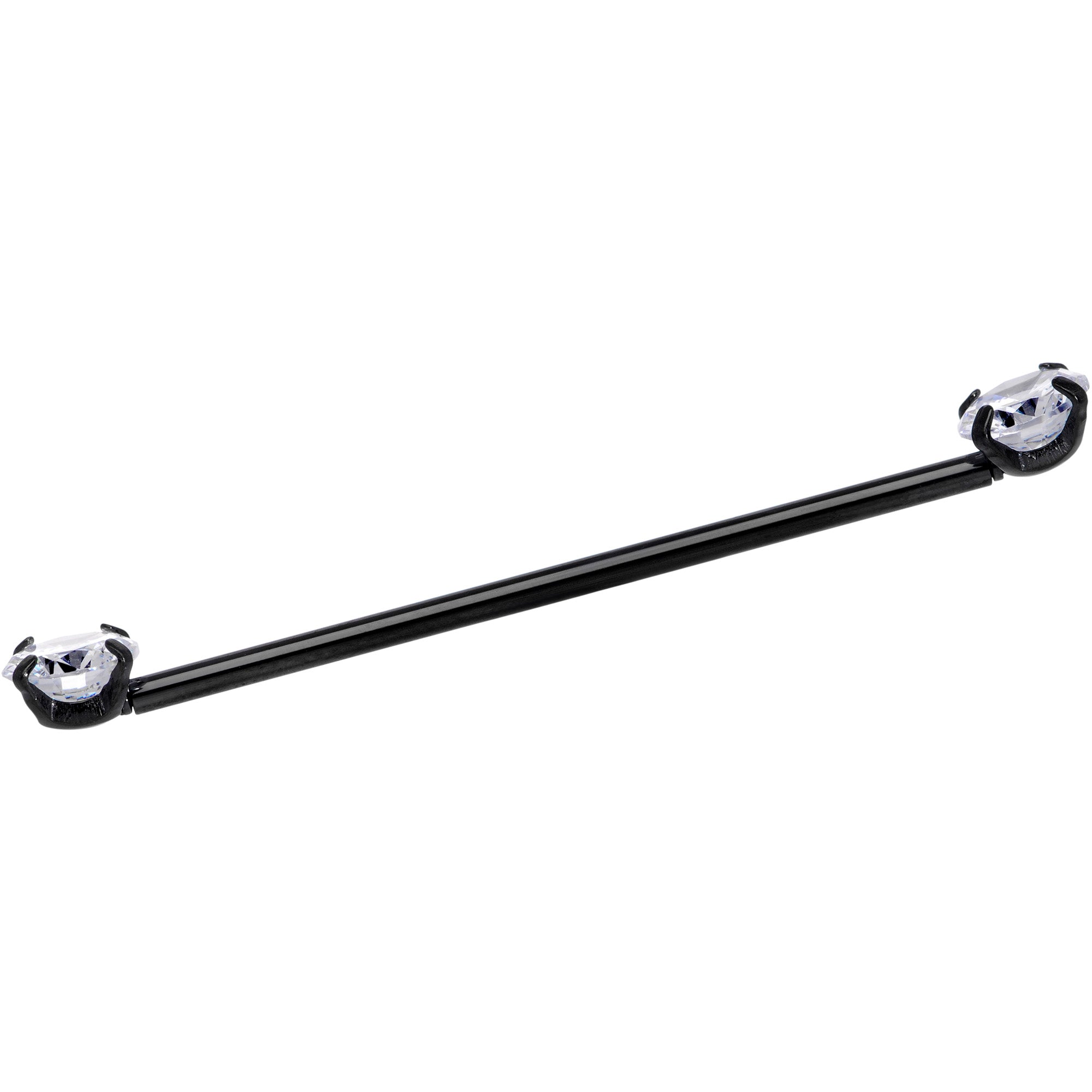 14G Clear CZ Gem Black Threadless Industrial Barbell 38mm