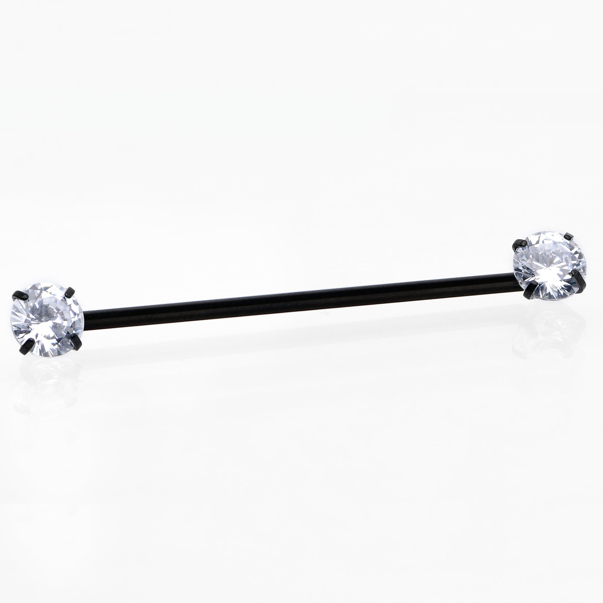14G Clear CZ Gem Black Threadless Industrial Barbell 38mm