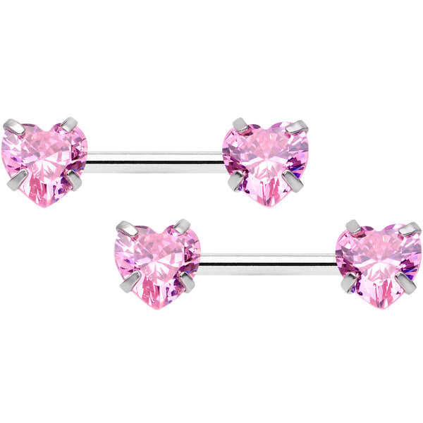 Nipple Barbell with Prong Set Heart CZ Ends – Esoteric Organics