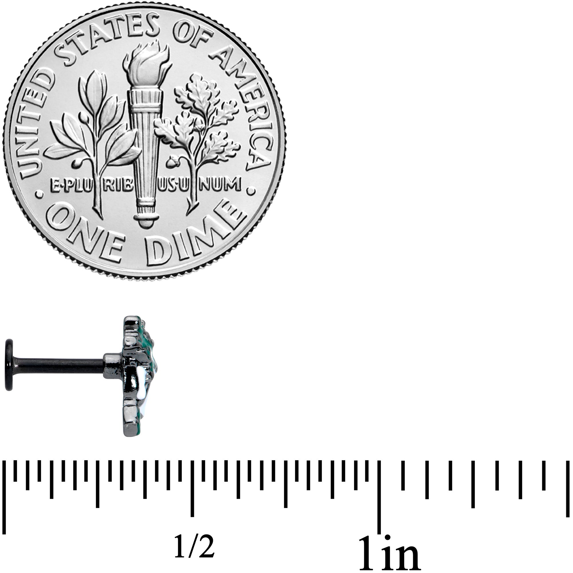 16G 1/4 Black Creepy Halloween Tea Labret Monroe Tragus