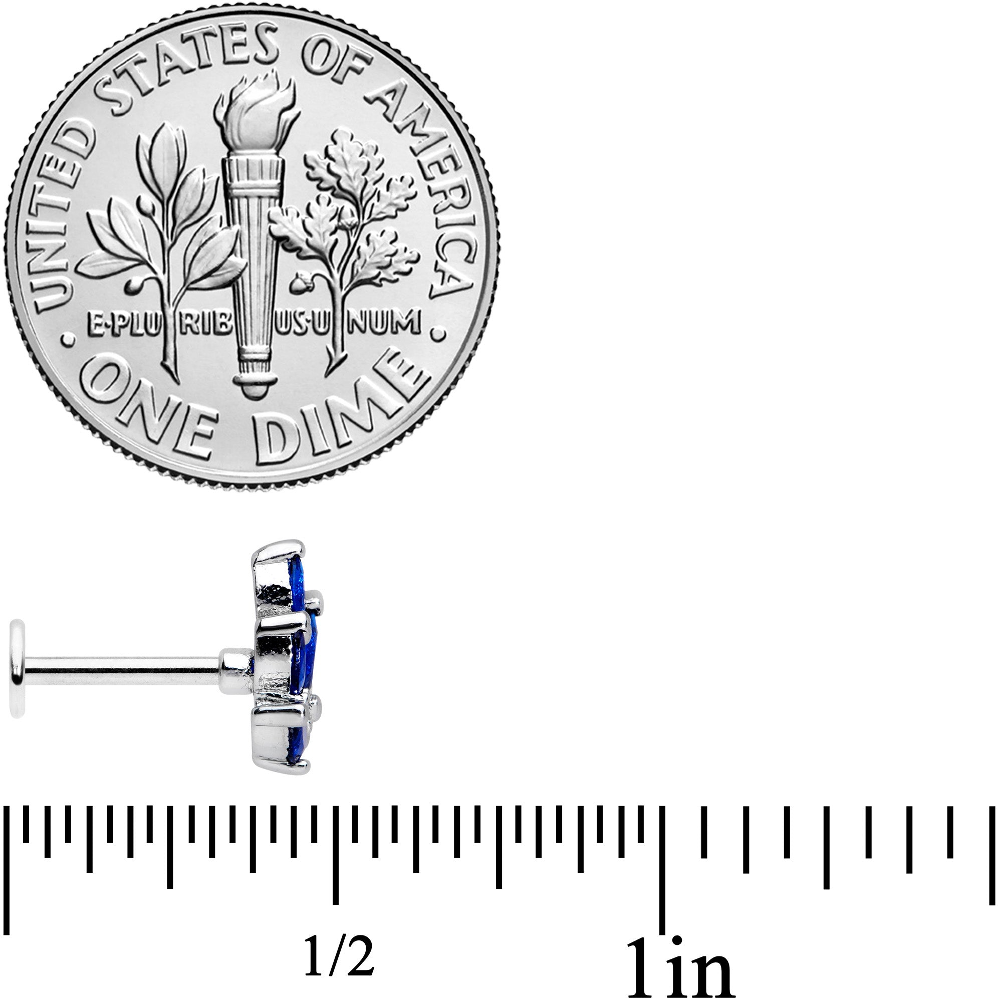 16G 5/16 Blue Gem Raindrop Cluster Labret Monroe Tragus