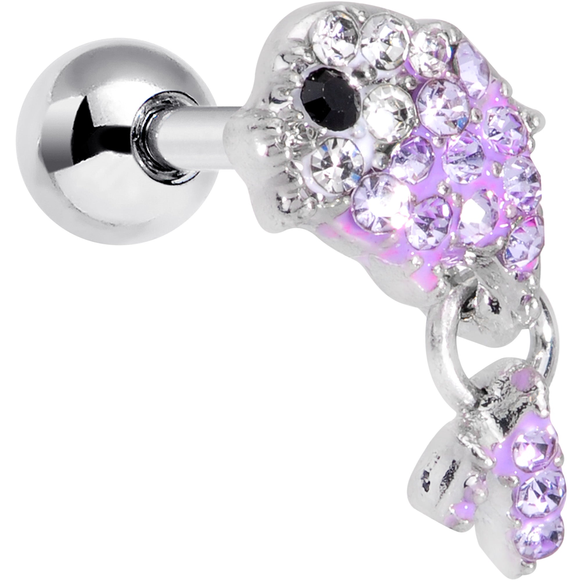 16G 1/4 Purple Gem Sweet Fish Dangle Cartilage Tragus