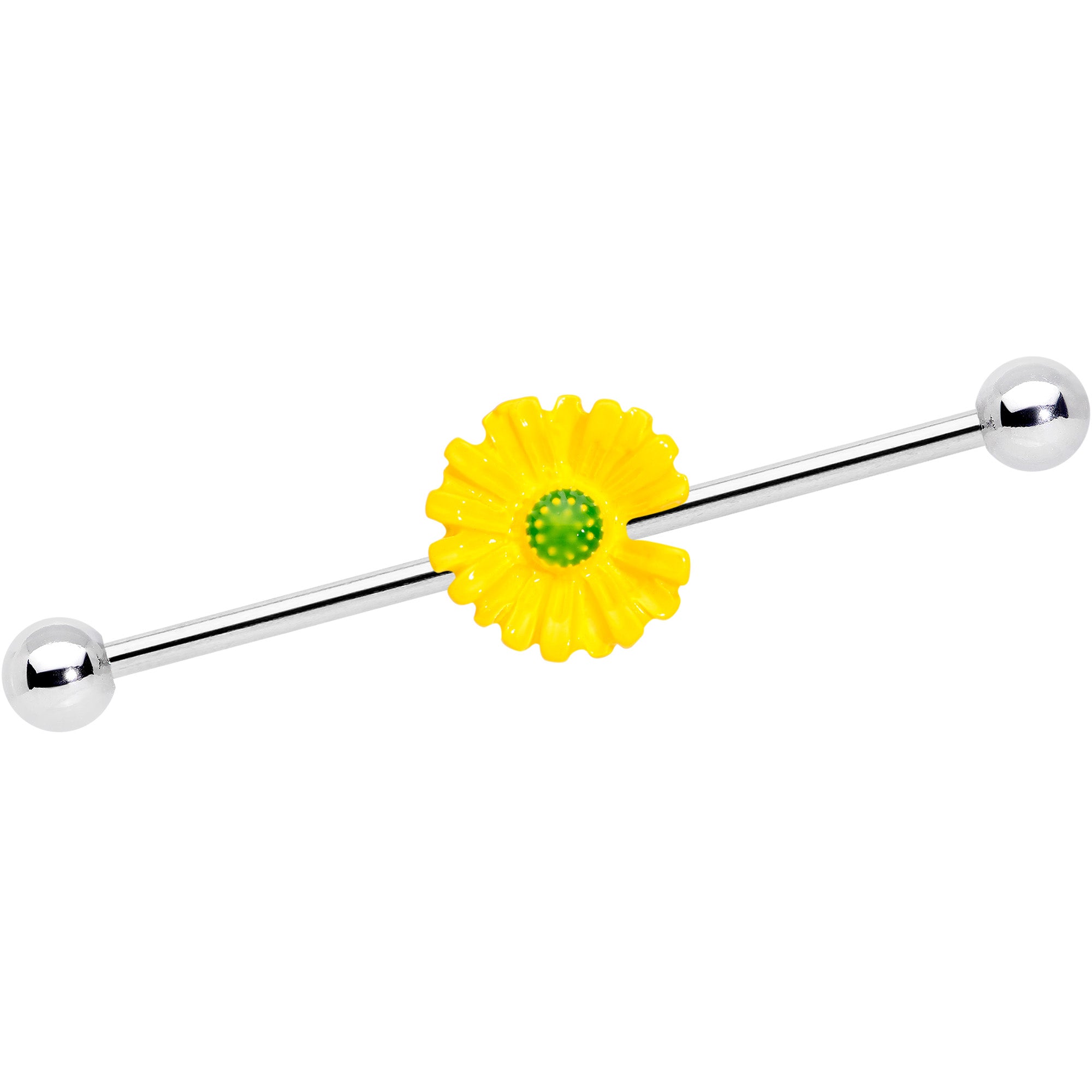 14G Yellow Daisy Industrial Barbell 38mm