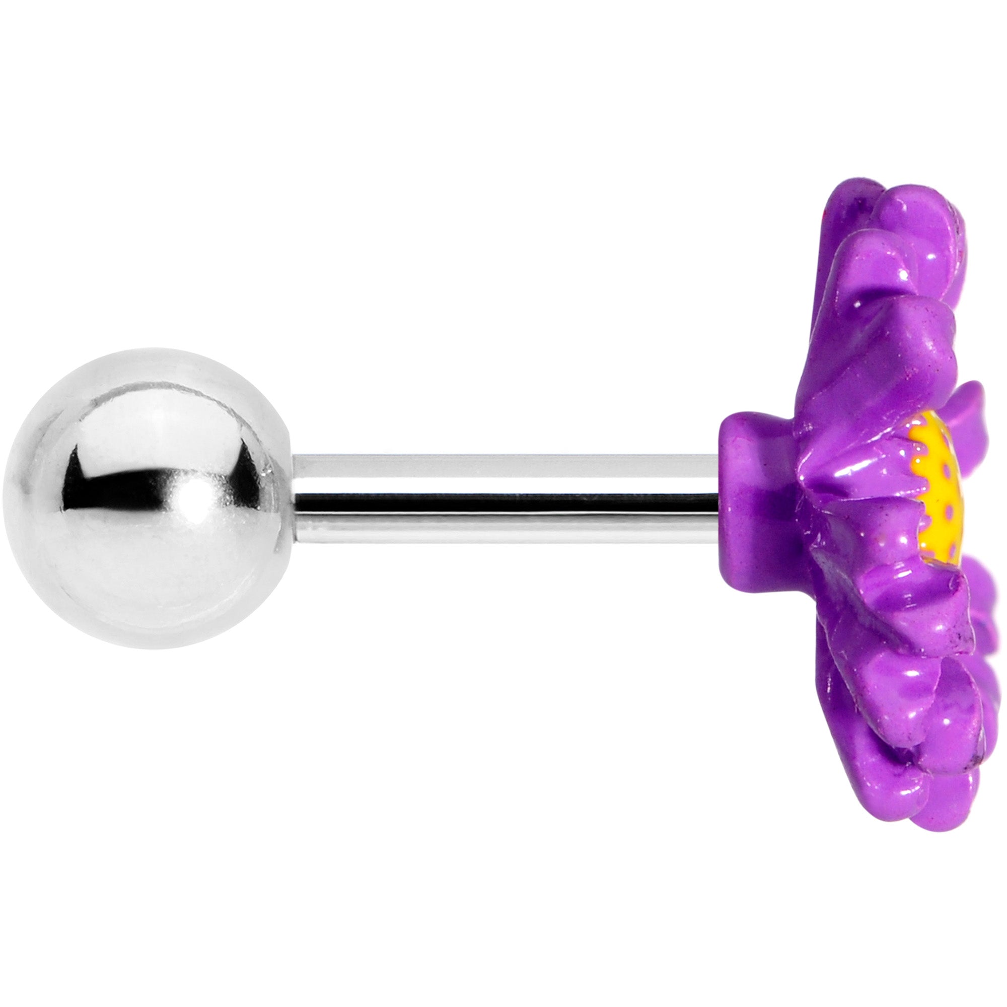 16G 1/4 Purple Daisy Flower Cartilage Tragus Earring