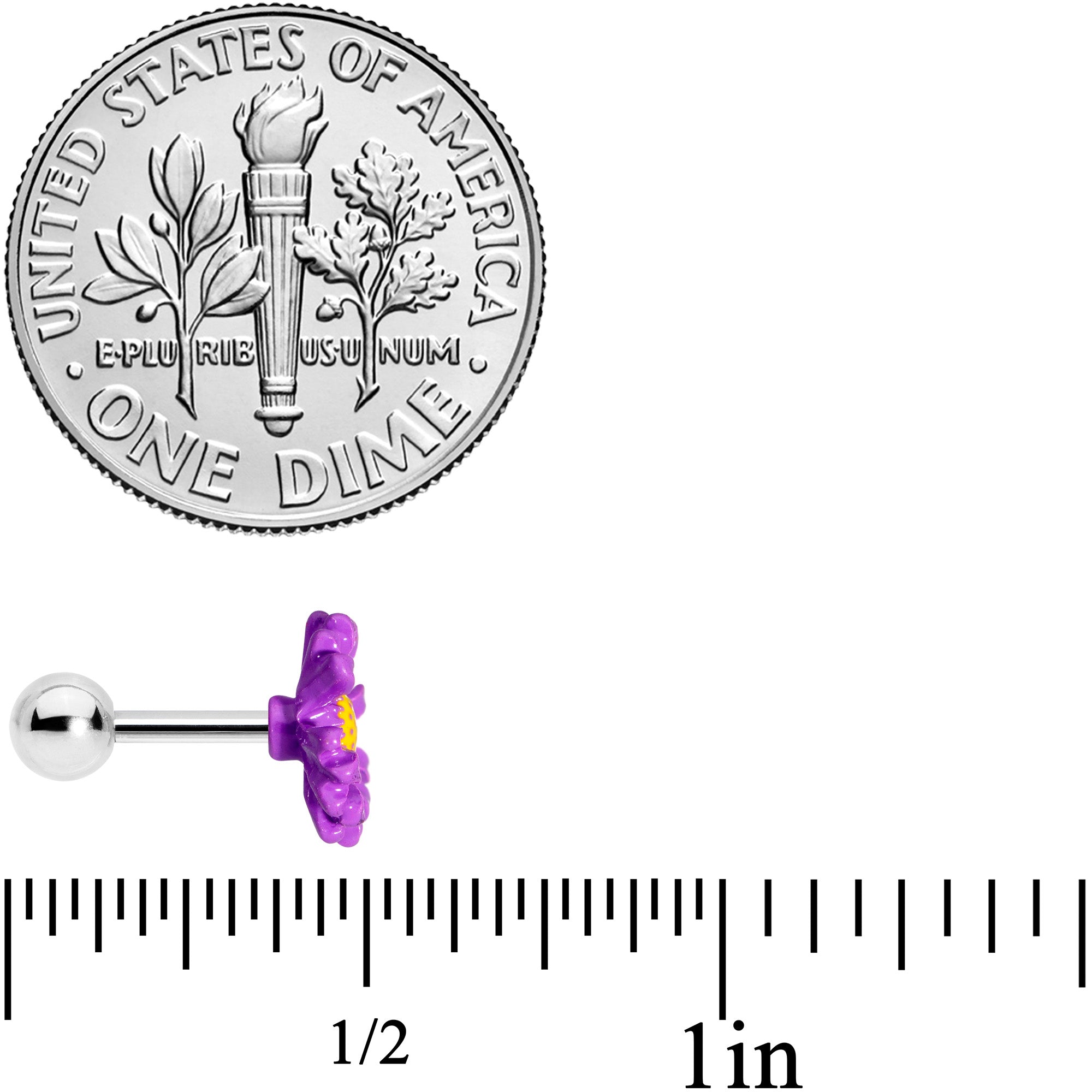 16G 1/4 Purple Daisy Flower Cartilage Tragus Earring