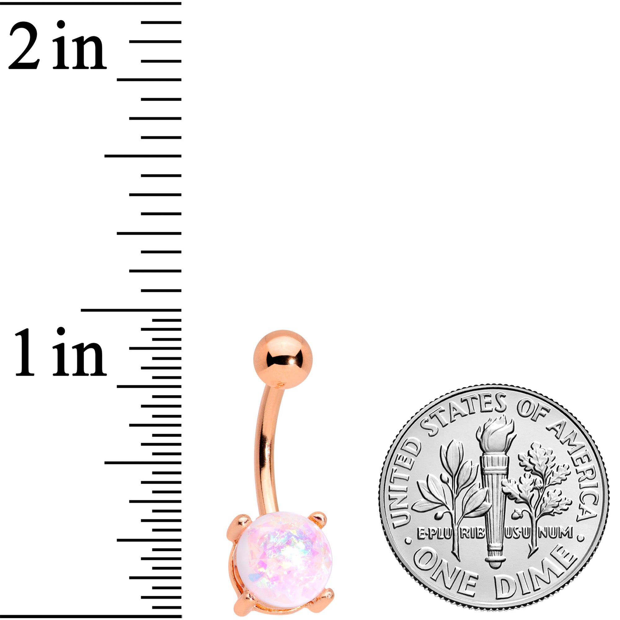 White Faux Opal Clear Gem Rose Gold Tone Aurora Belly Ring Set of 4