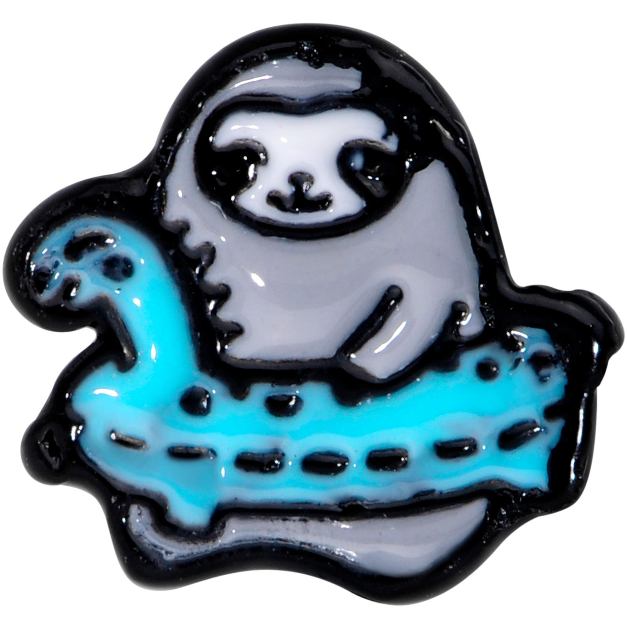 16G 1/4 Black Swimming Sloth Cartilage Tragus Earring