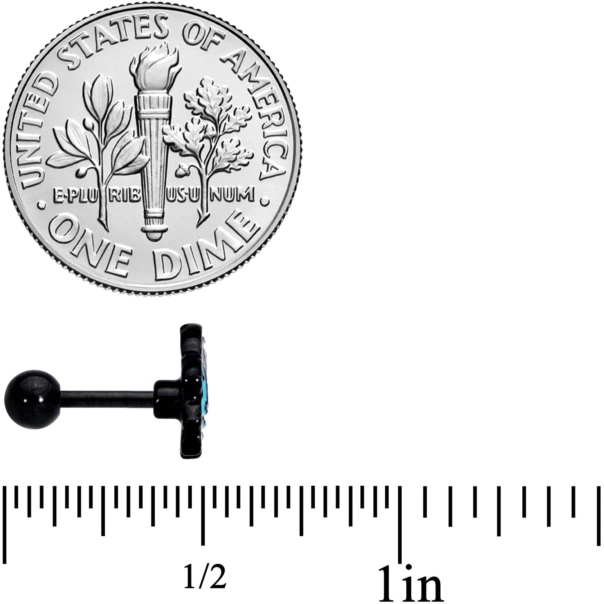 16G 1/4 Black Swimming Sloth Cartilage Tragus Earring