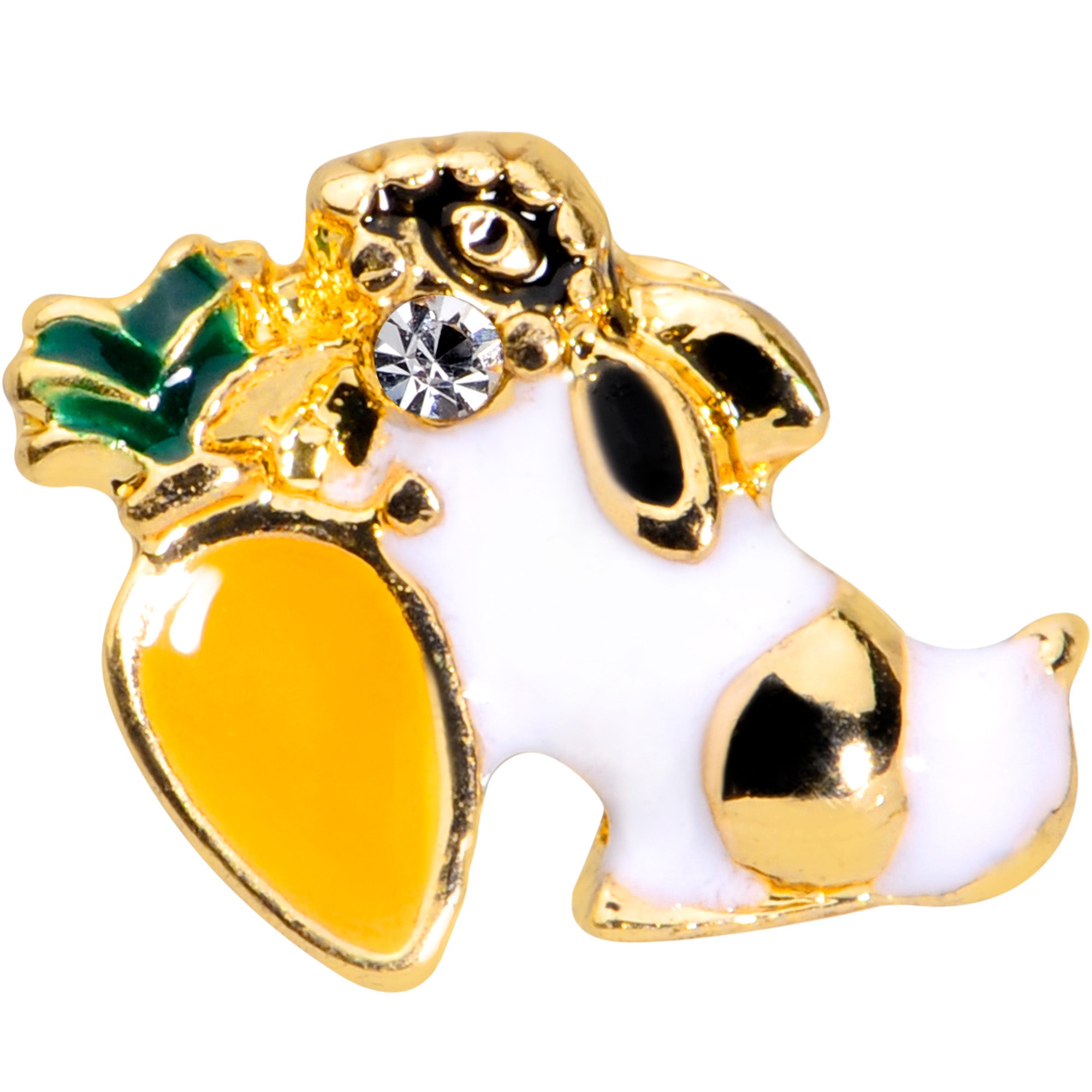 16G 1/4 Clear Gem Gold Tone Carrot Bunny Rabbit Cartilage Tragus