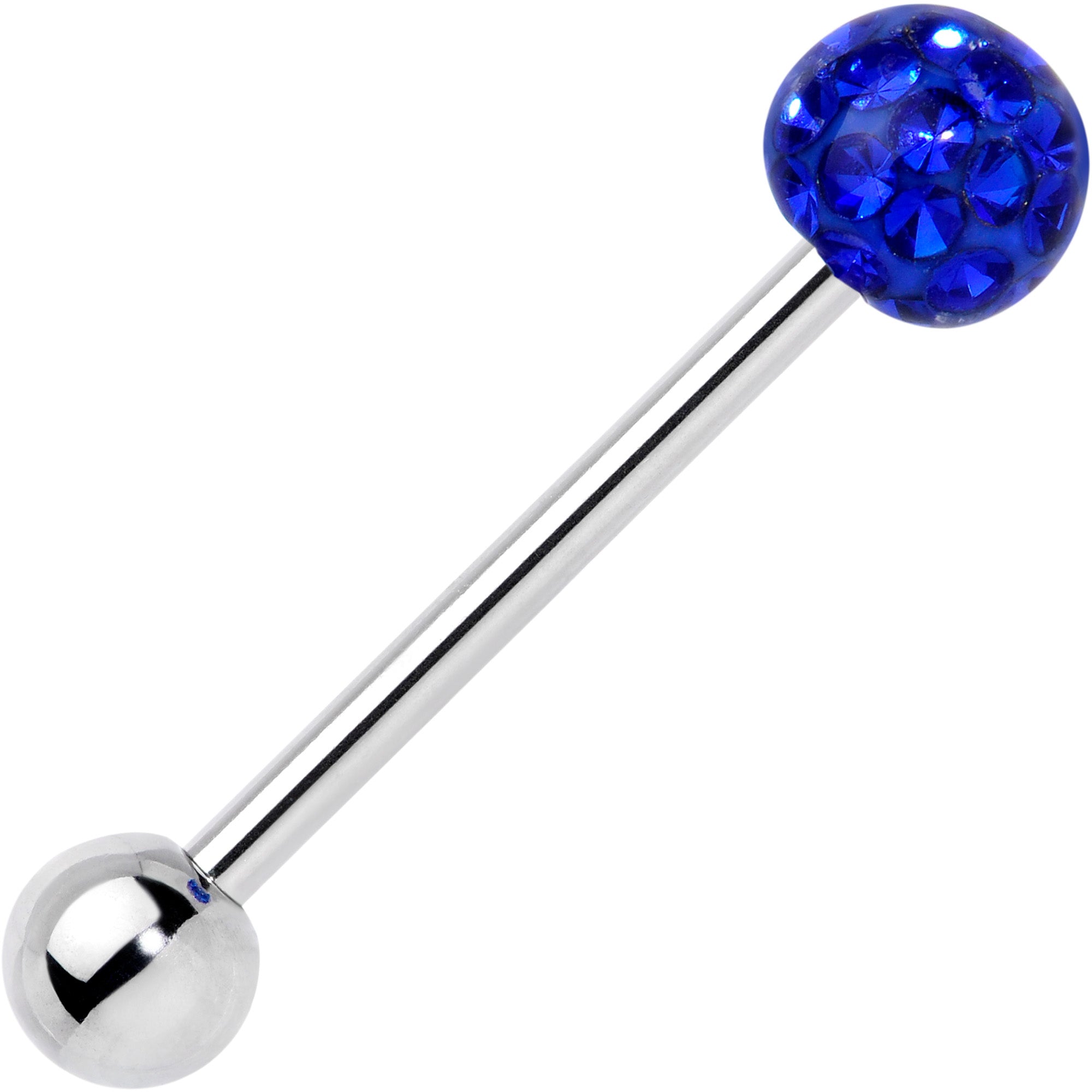 Royal Blue Gem Disco Ball Internally Threaded Barbell Tongue Ring
