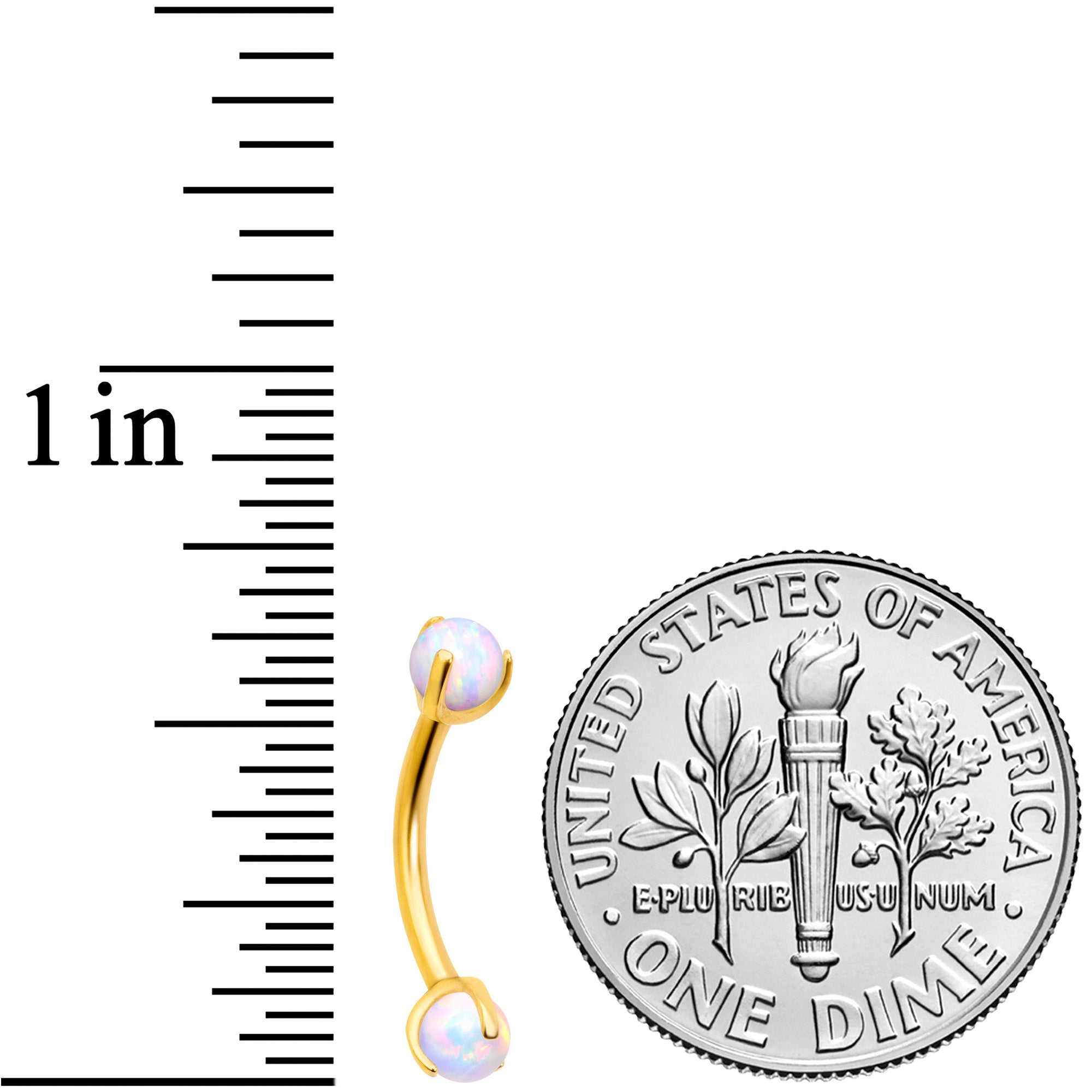 16G 5/16 Synthetic Opal Gold Tone Internal Thread Eyebrow Ring