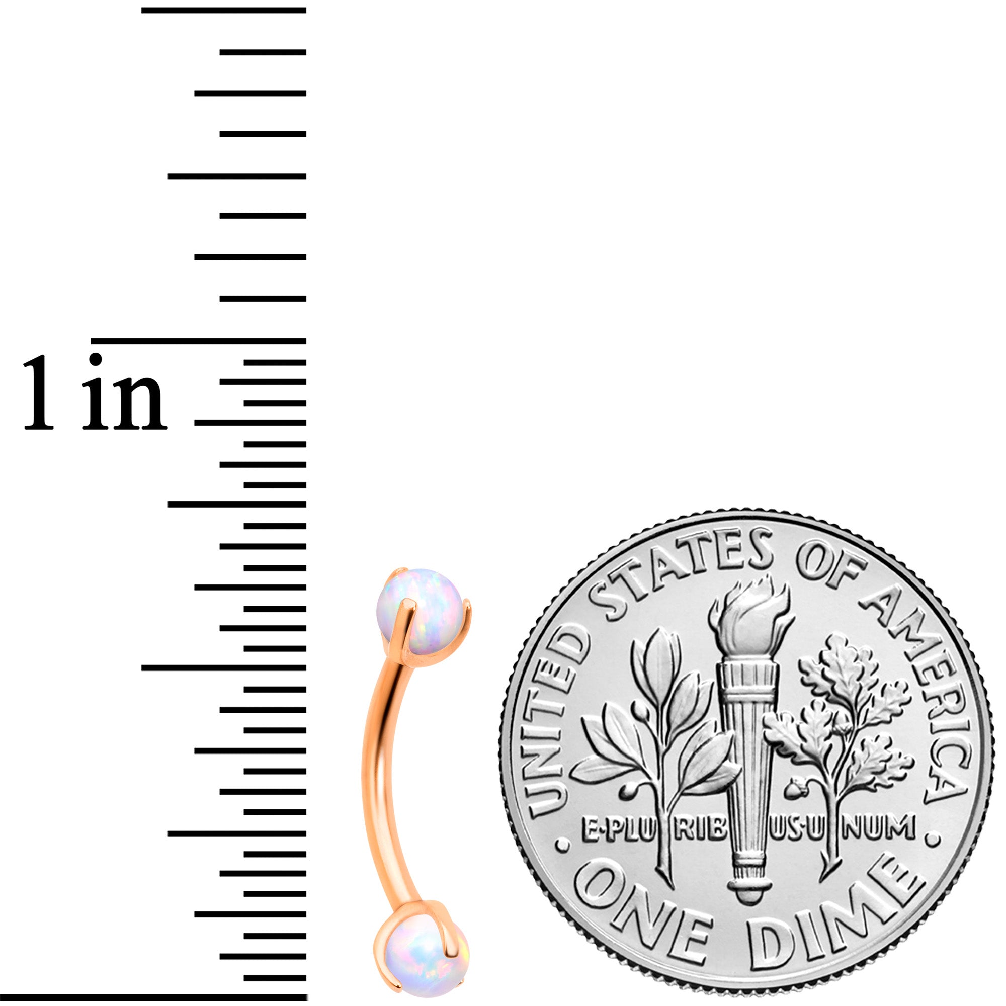 16G 5/16 Synth Opal Rose Gold Hue Internal Thread Eyebrow Ring