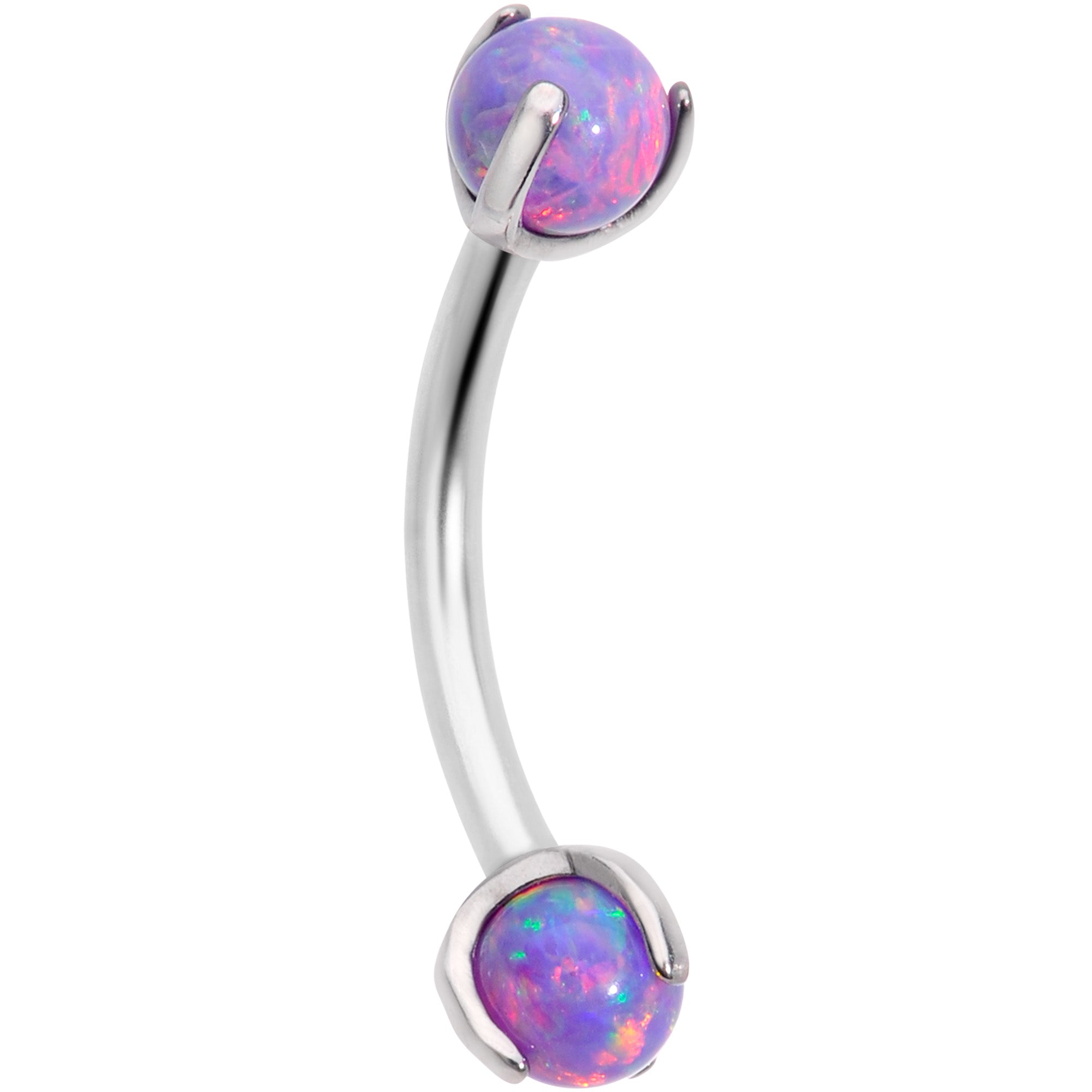 16G 5/16 Purple Synthetic Opal Internally Threaded Eyebrow Ring