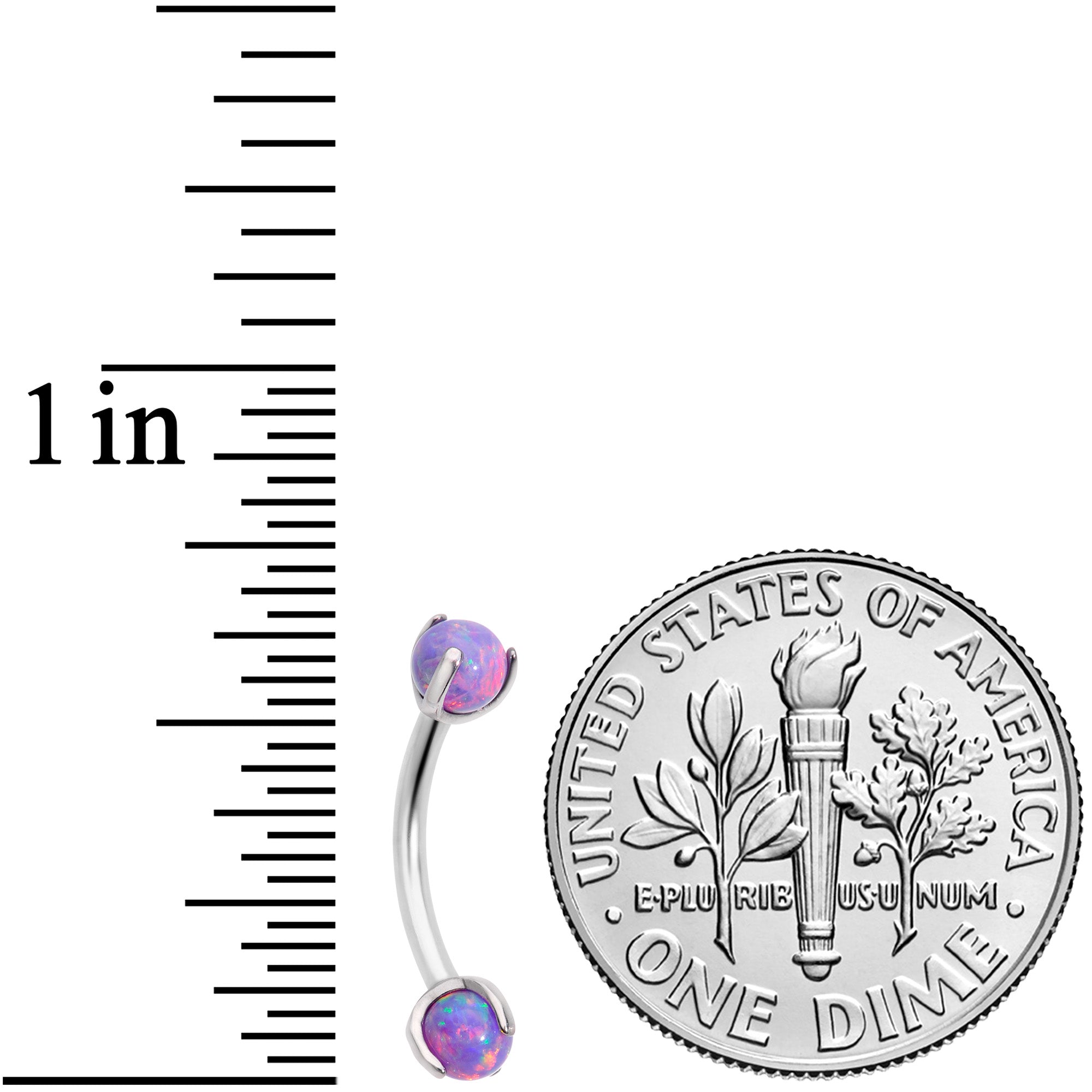 16G 5/16 Purple Synthetic Opal Internally Threaded Eyebrow Ring