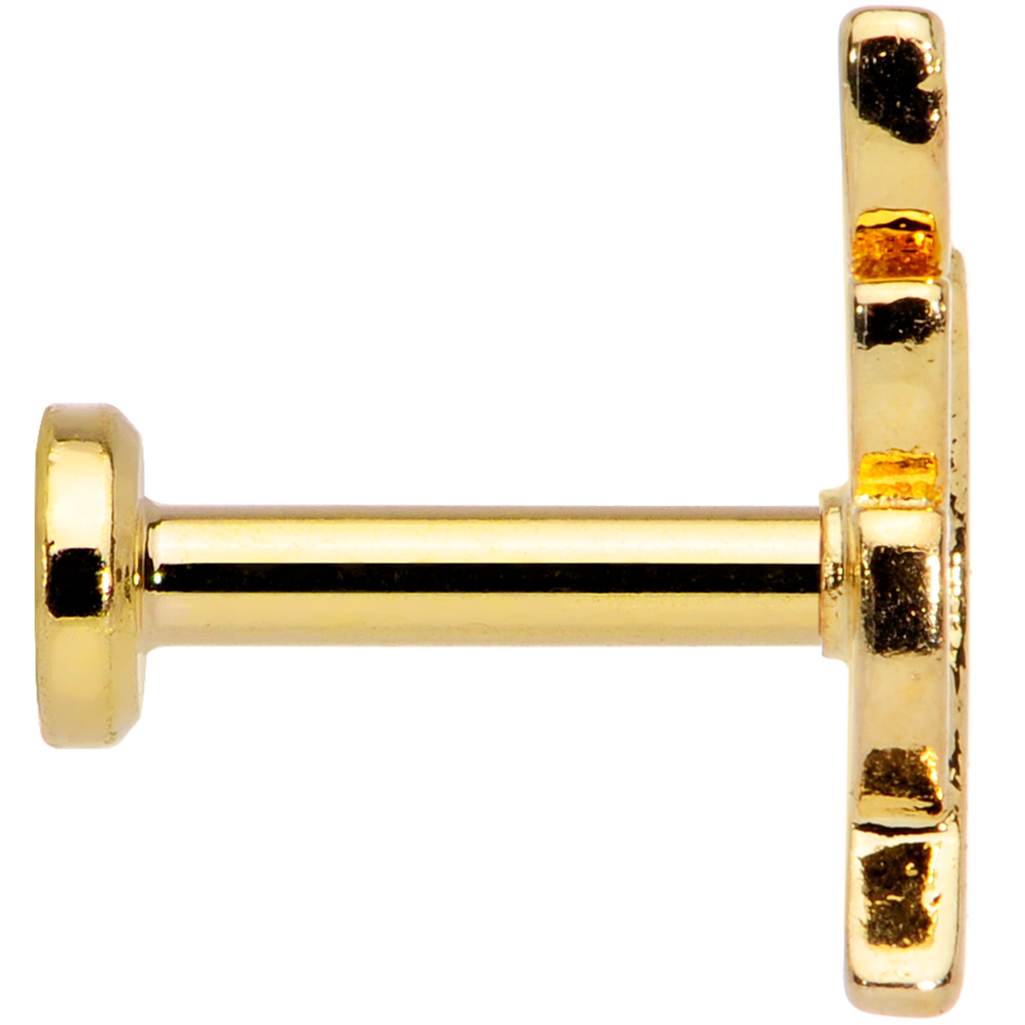 16G 1/4 Clear CZ Gem Gold Tone Leaf Internally Threaded Labret