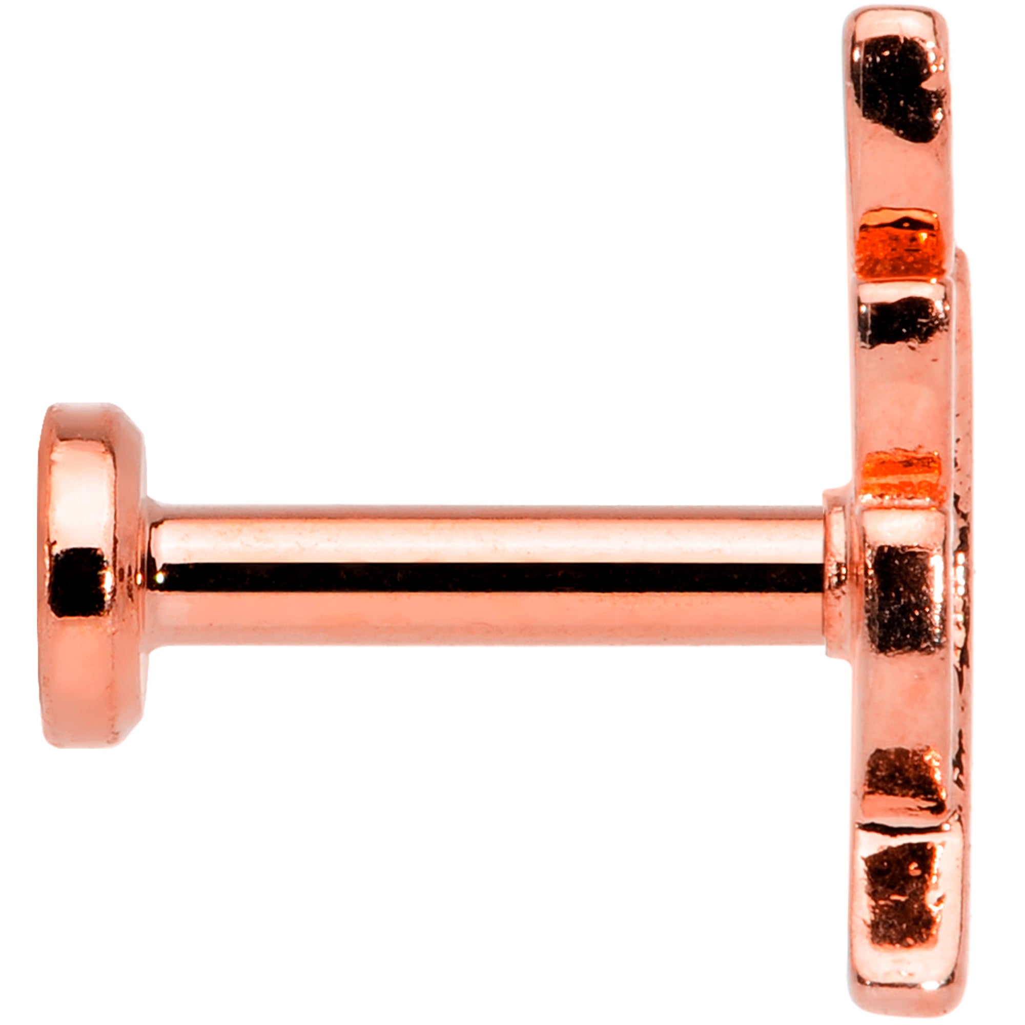 16G 1/4 Clear CZ Gem Rose Gold Tone Leaf Internal Thread Labret