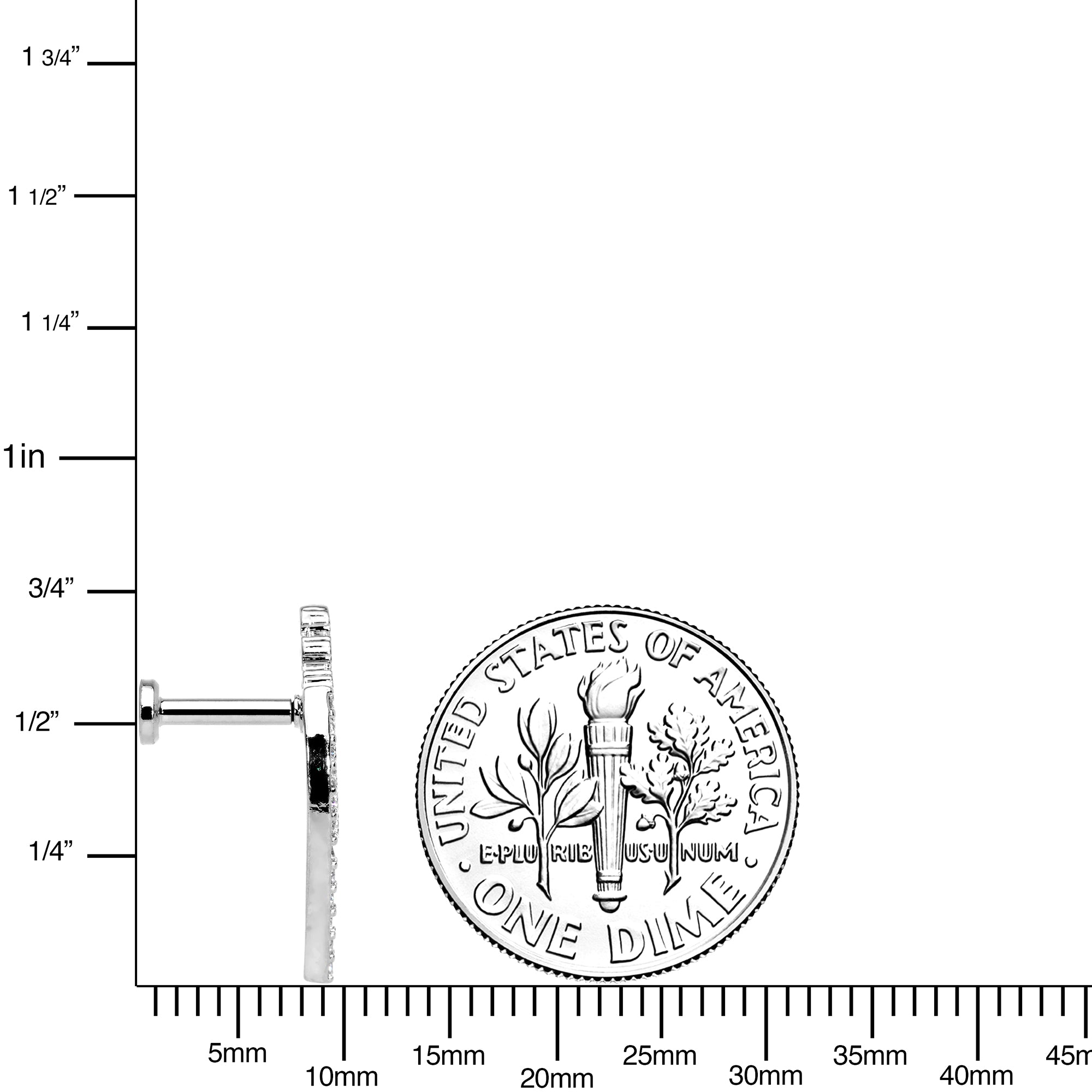 16G 1/4 Clear CZ Gem Curve Internally Threaded Labret Tragus
