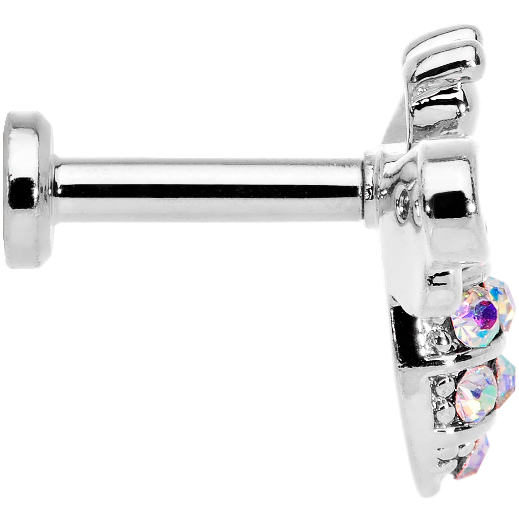 16G 1/4 Aurora CZ Gem Beauty Bee Internally Threaded Labret