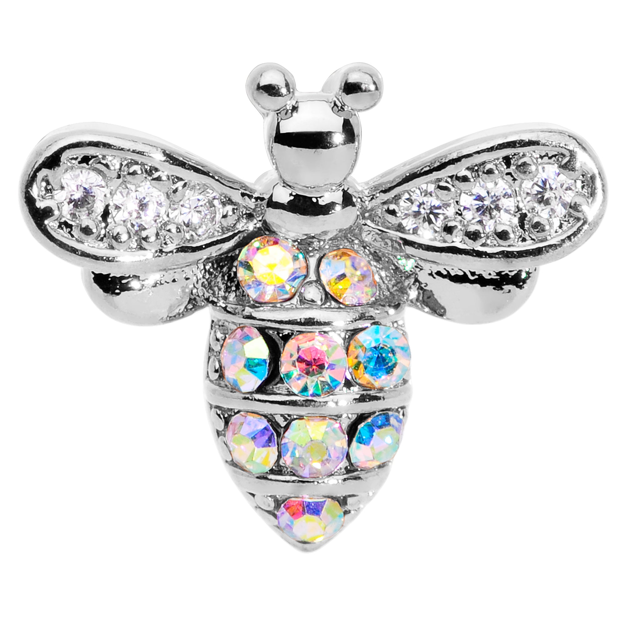 16G 5/16 Aurora CZ Gem Beauty Bee Internally Threaded Labret