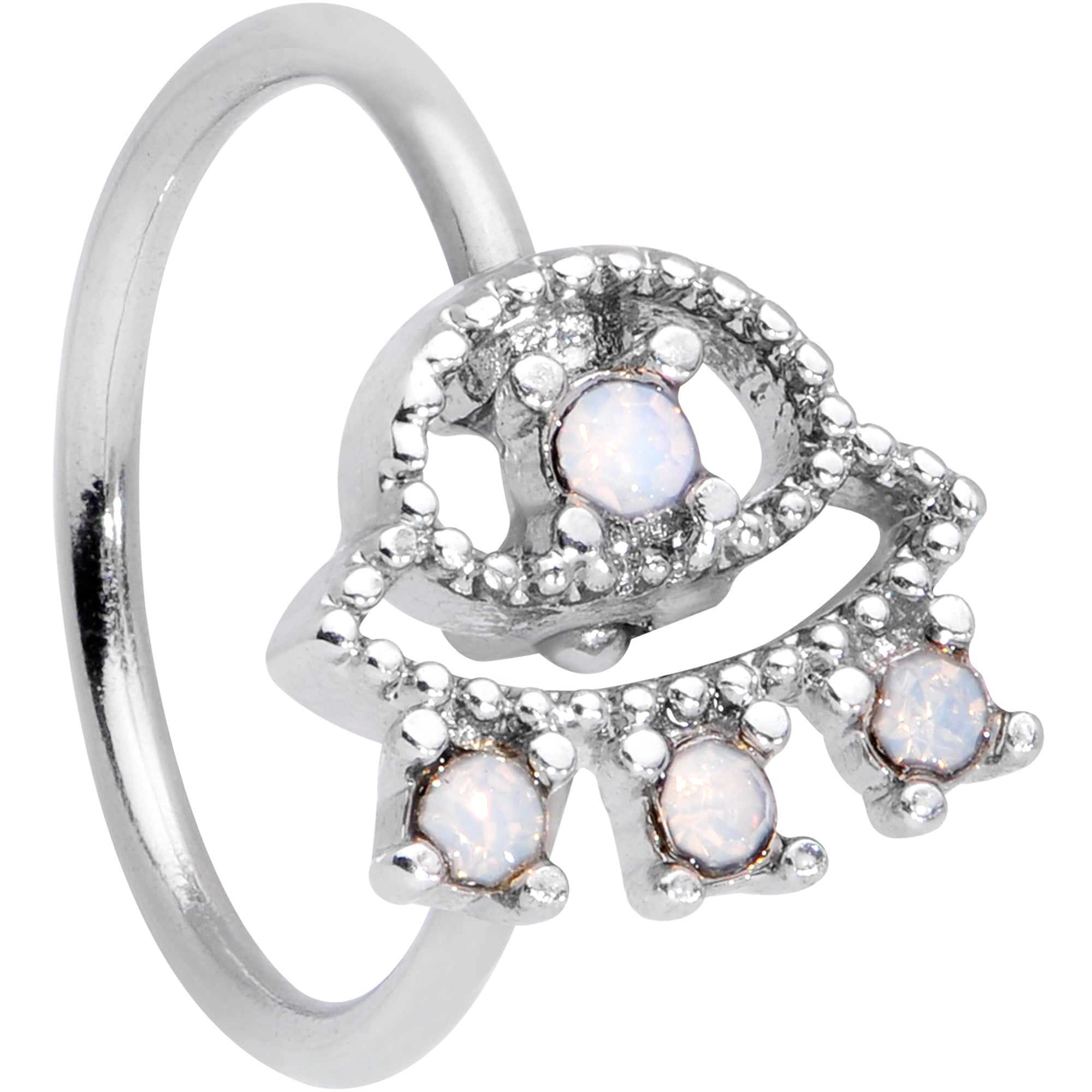 20G 5/16 White Faux Opal UFO Nose Hoop