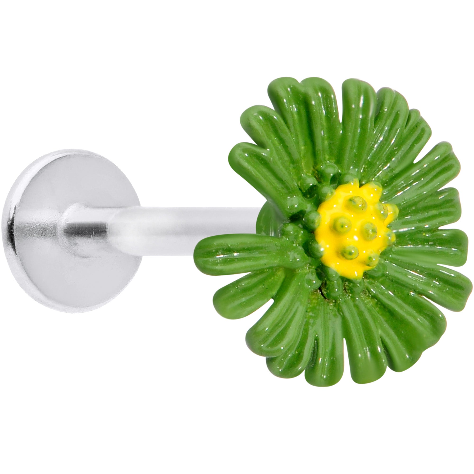 16G 5/16 Green Daisy Flower Labret Monroe Tragus