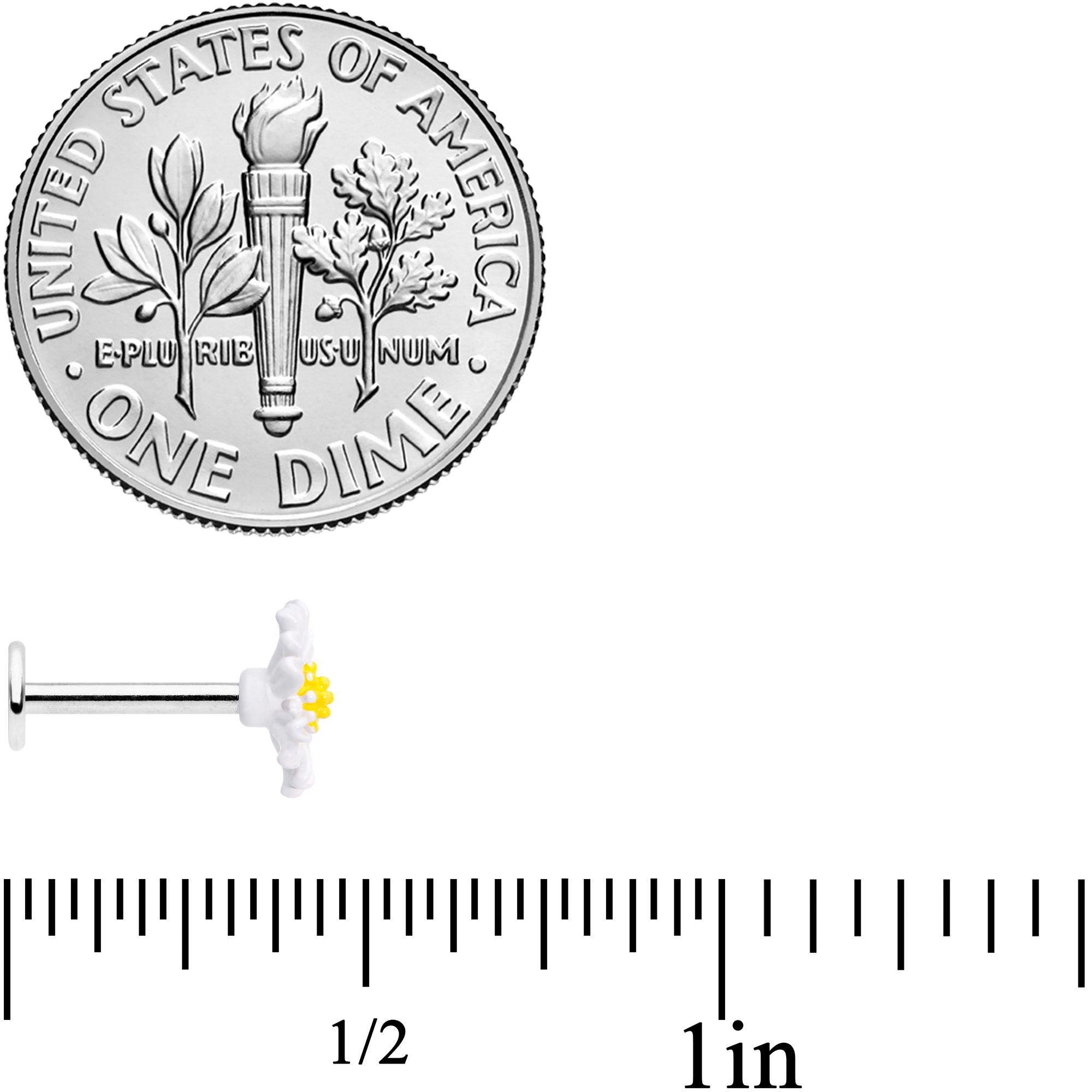 16G 5/16 White Daisy Flower Labret Monroe Tragus