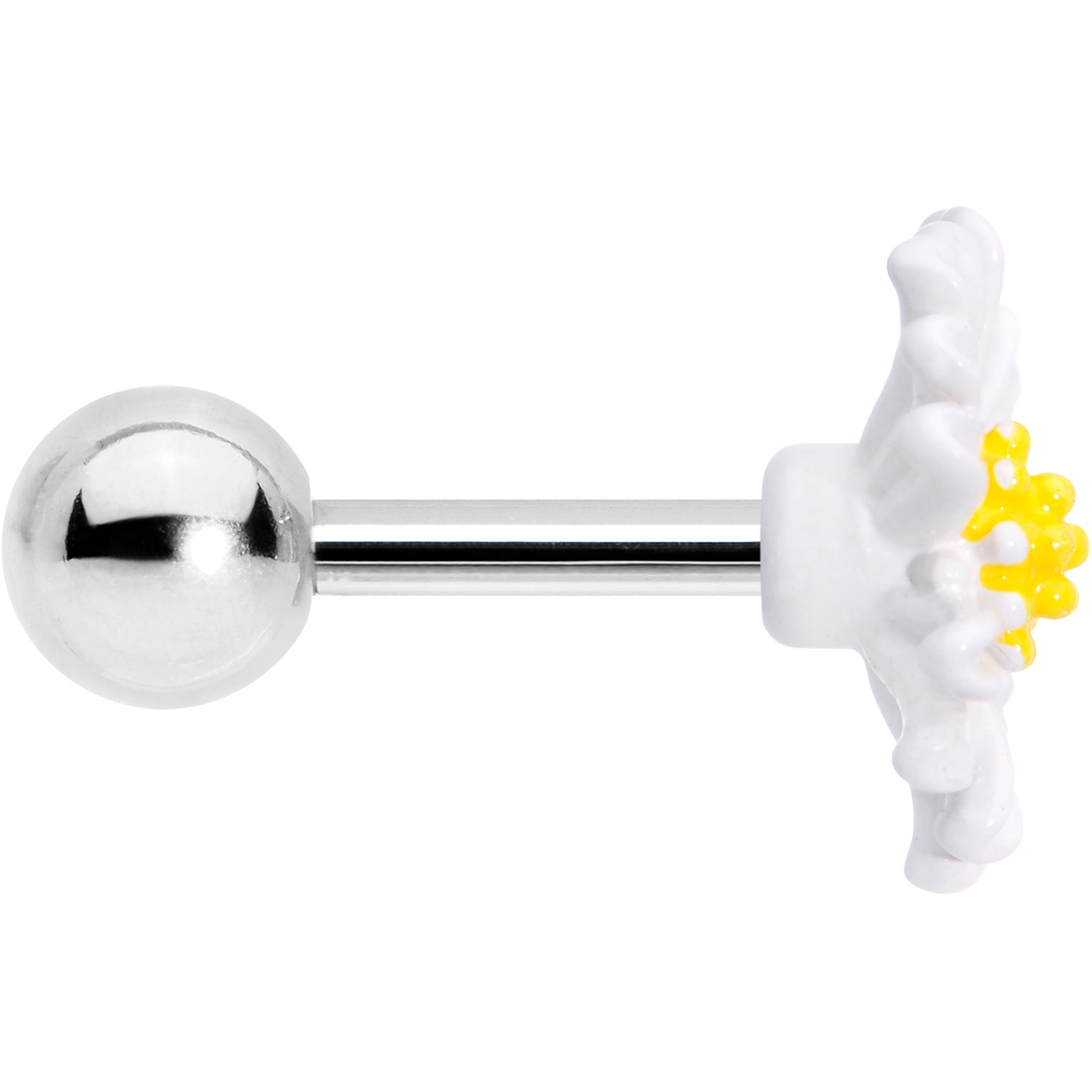 16G 1/4 White Daisy Flower Cartilage Tragus Earring