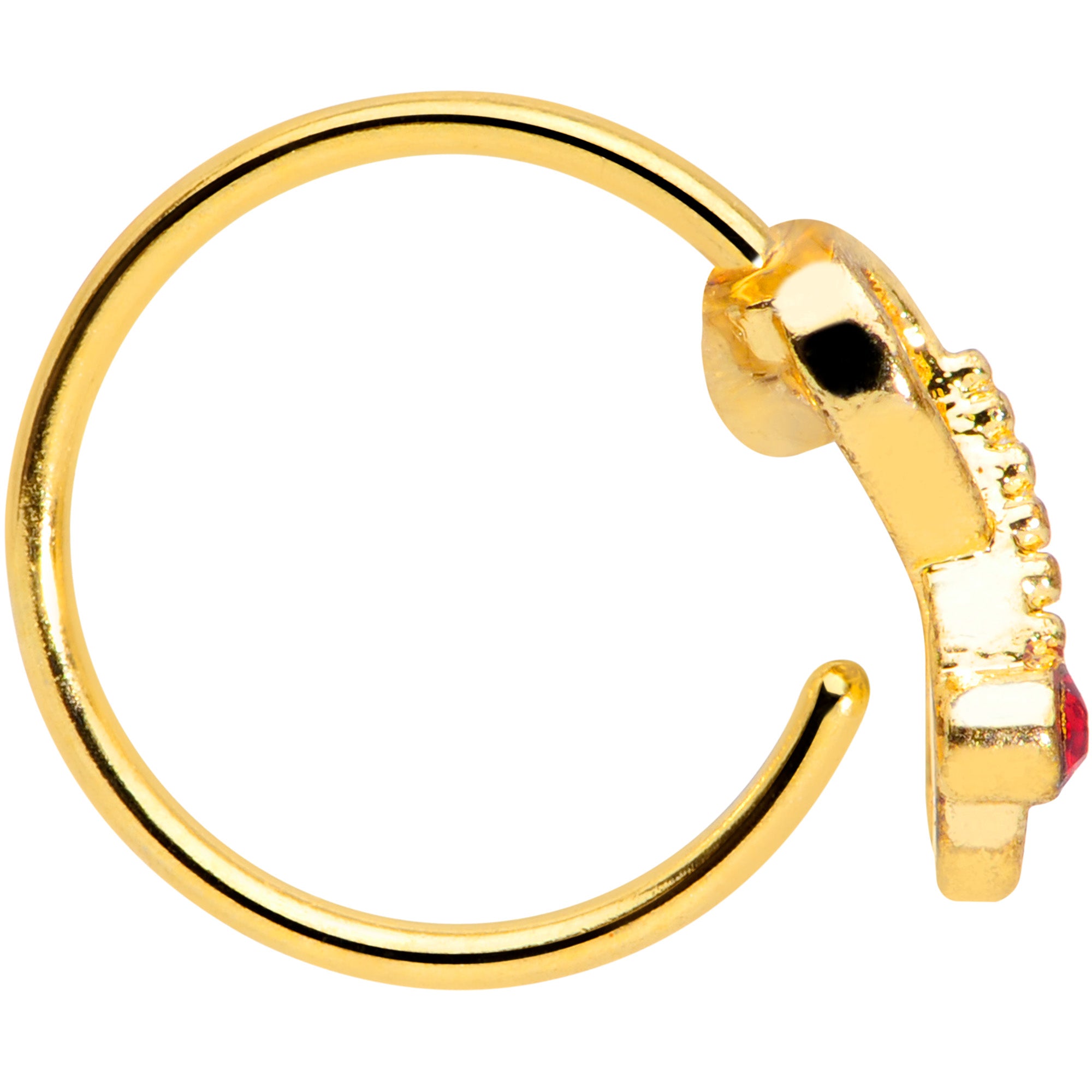 20G 5/16 Red Gem Gold Tone Infinity Love Nose Hoop