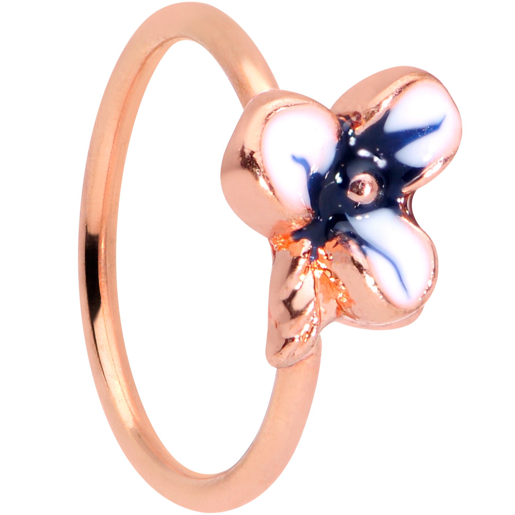 20G 5/16 Rose Gold Tone Tropical Flower Nose Hoop