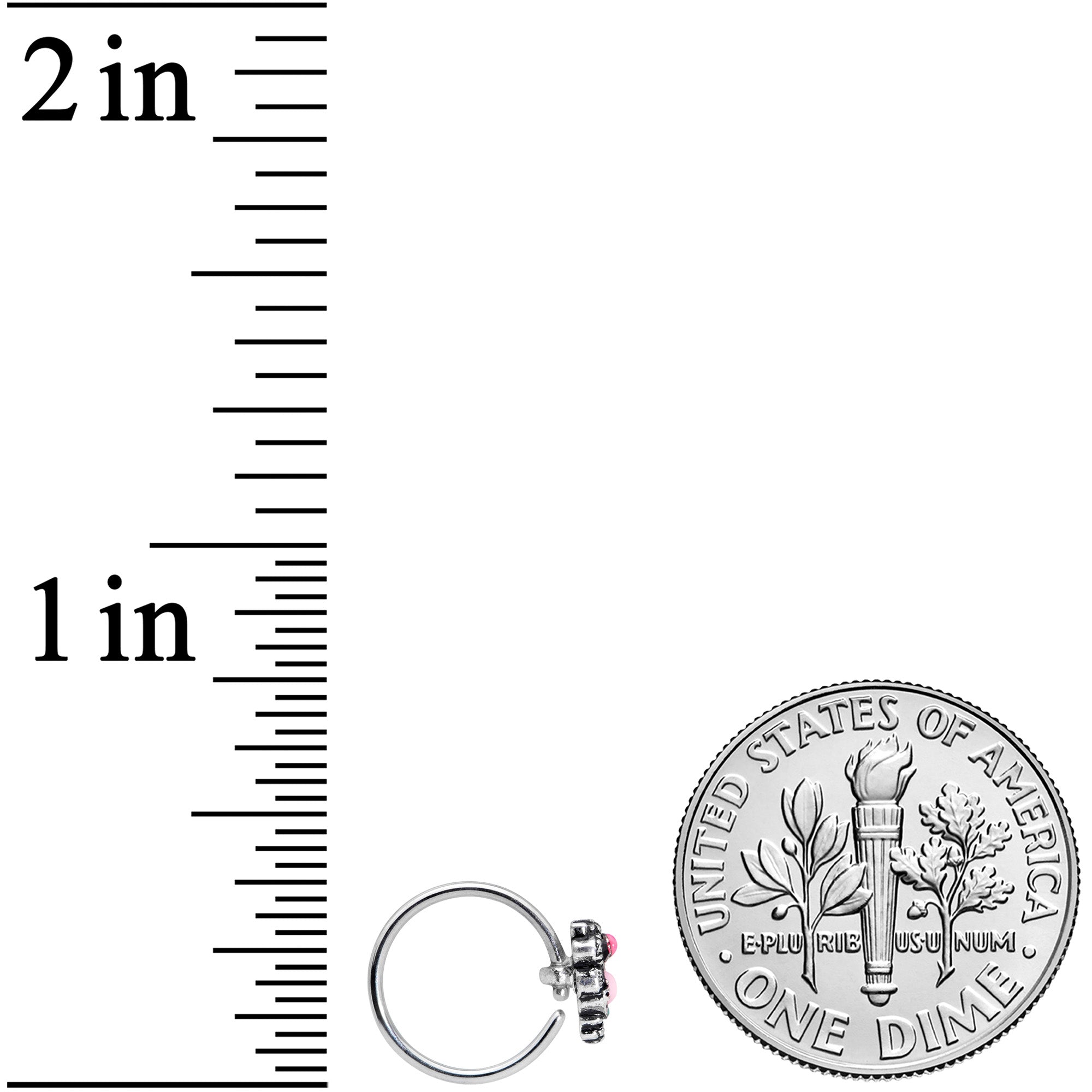 20G 5/16 Black Gem Pink Orb Owl Nose Hoop