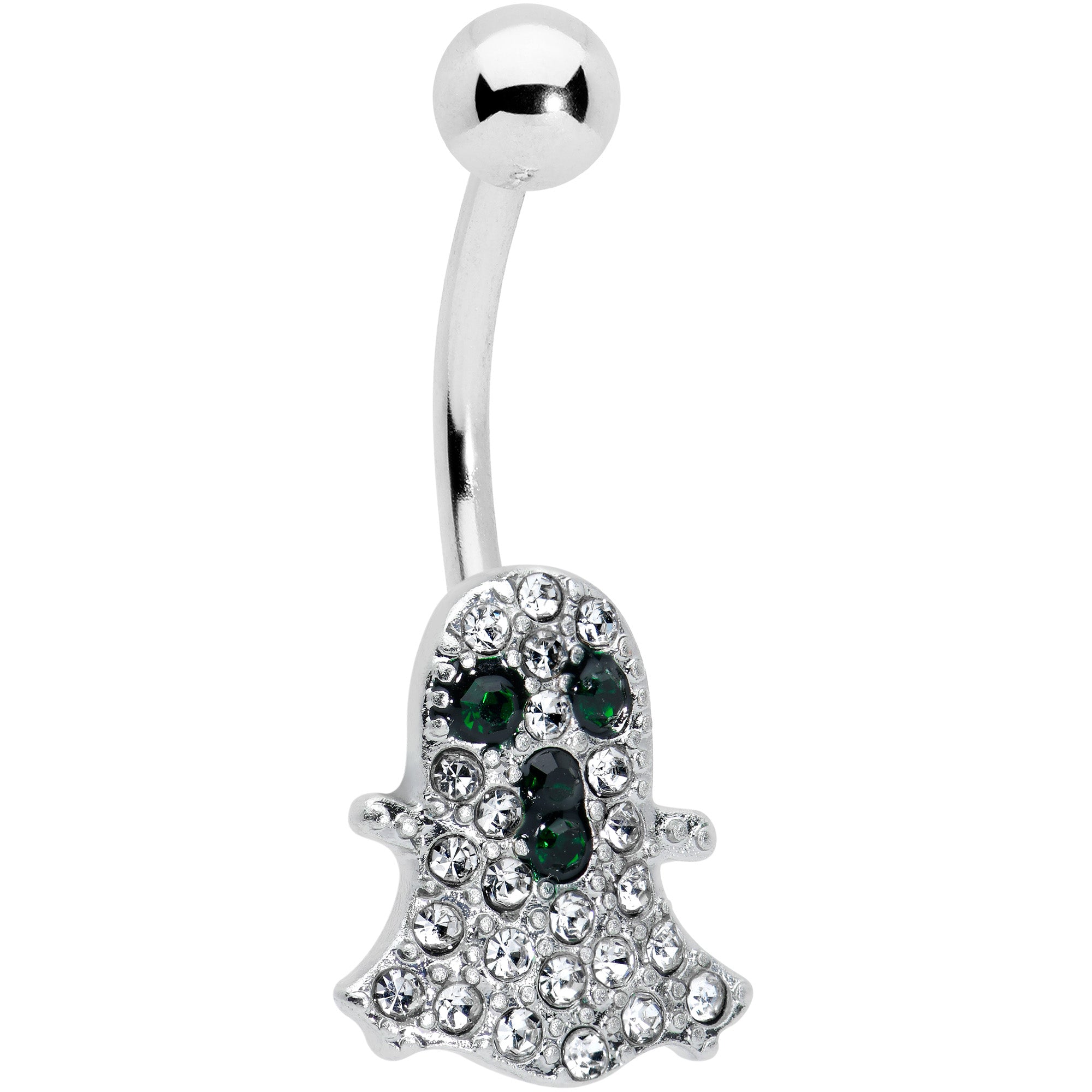 Clear Black Gem Halloween Scary Ghost Belly Ring