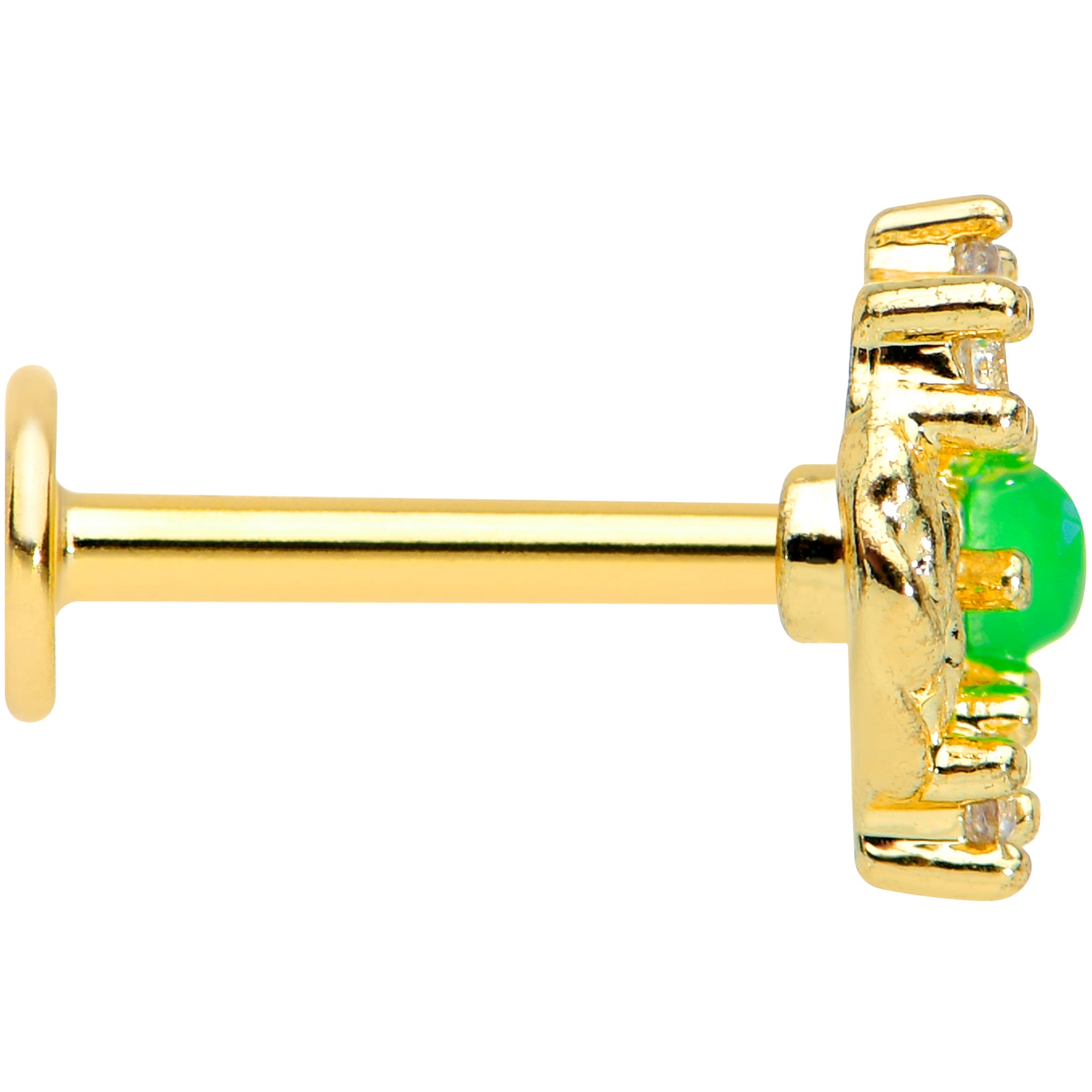 16G 5/16 Green Faux Opal Gold Tone Harvest Wreath Labret Tragus