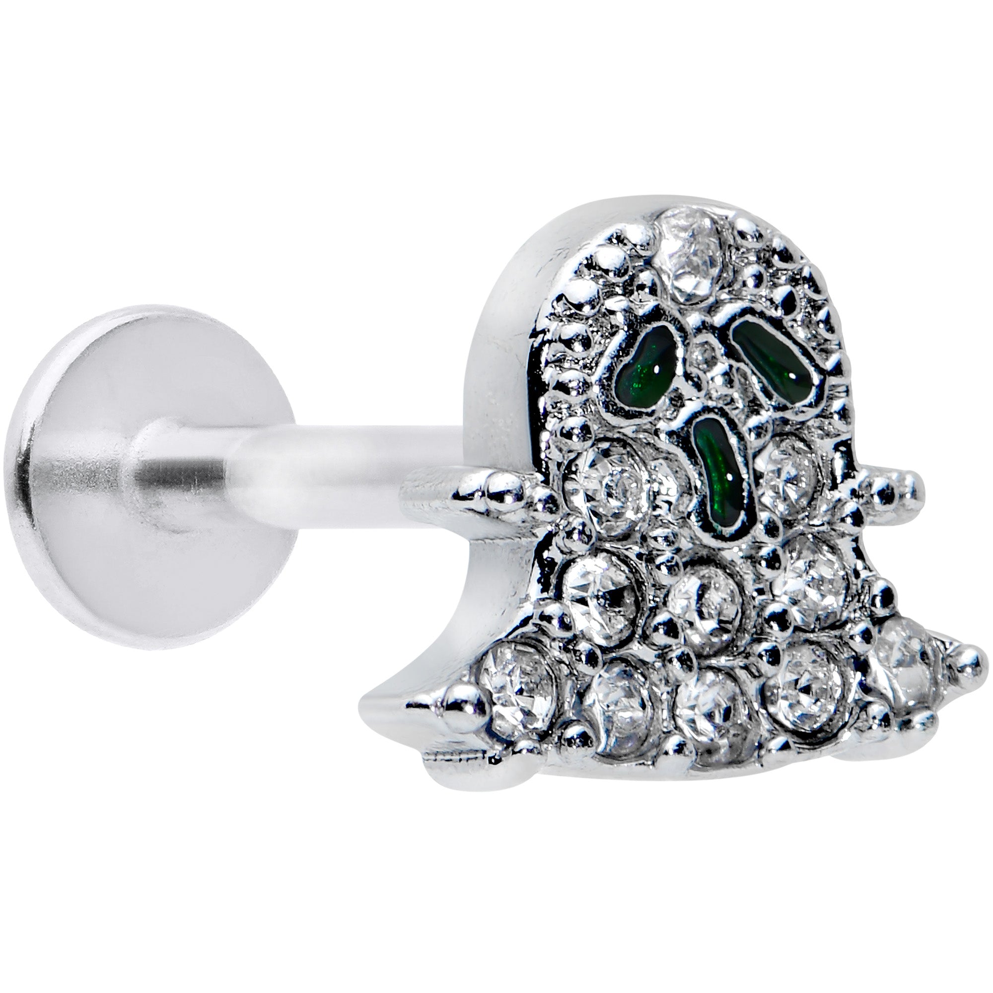 16G 5/16 Clear Gem Scary Ghost Halloween Labret Monroe Tragus