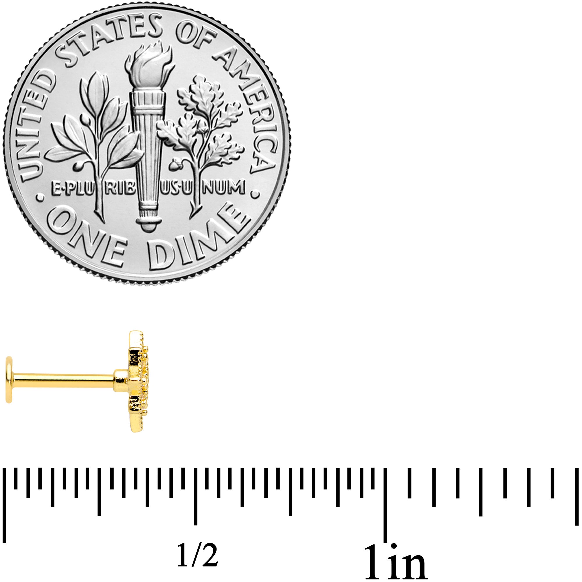 16G 1/4 Green Gem Gold Tone Evening Star Labret Monroe Tragus