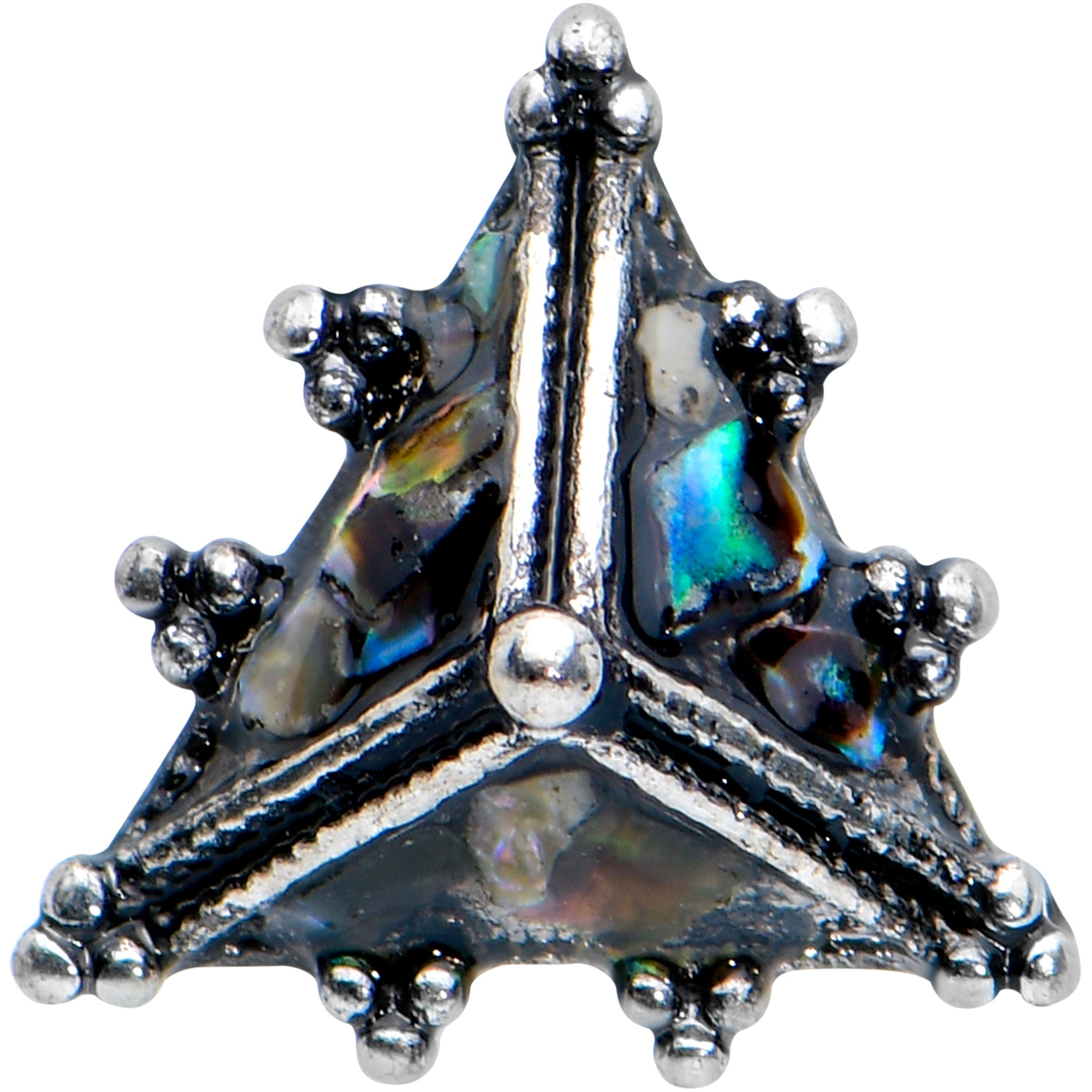 16G 1/4 Textured Rococo Pyramid Labret Monroe Tragus