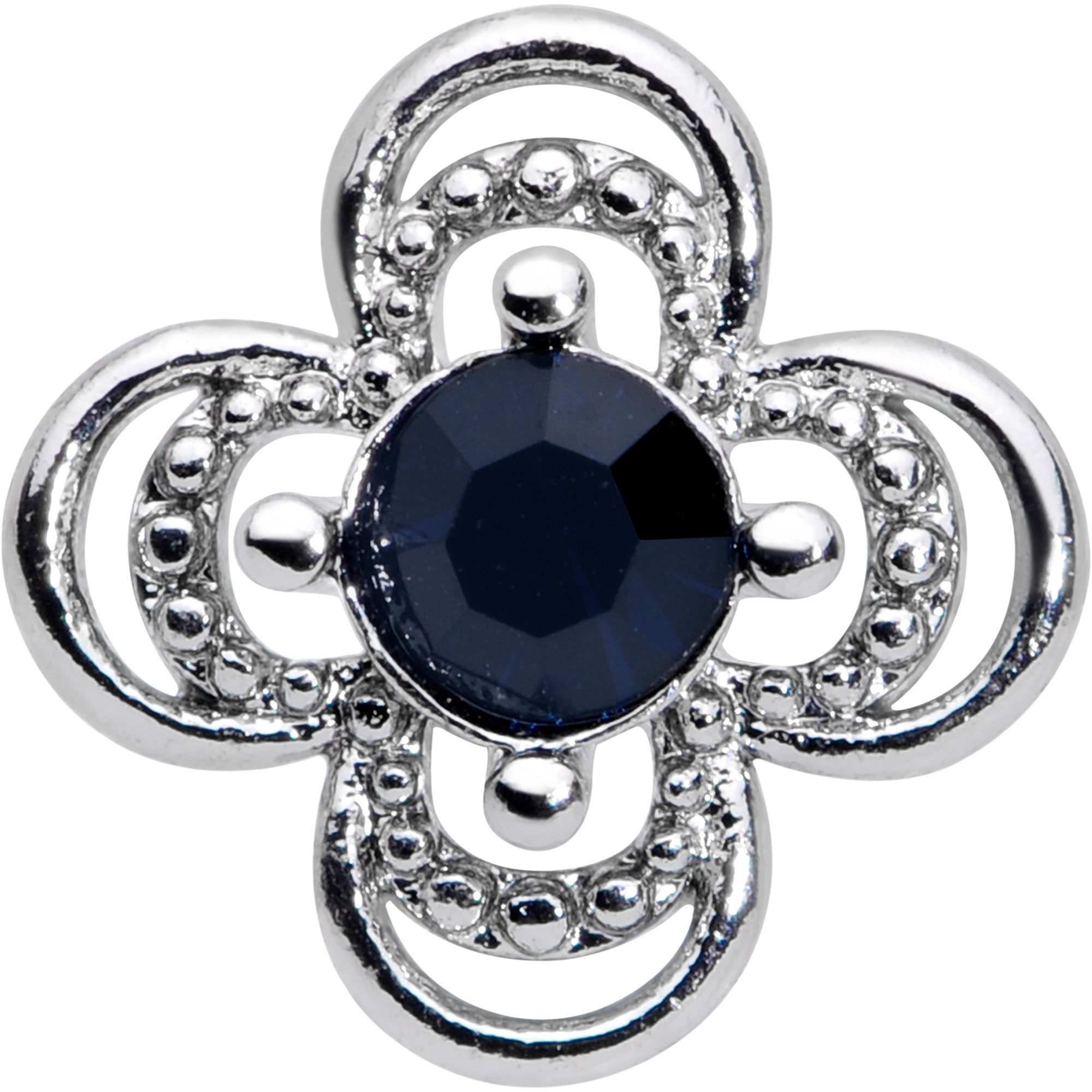 16G 5/16 Blue Gem Stylized Deco Cross Labret Monroe Tragus