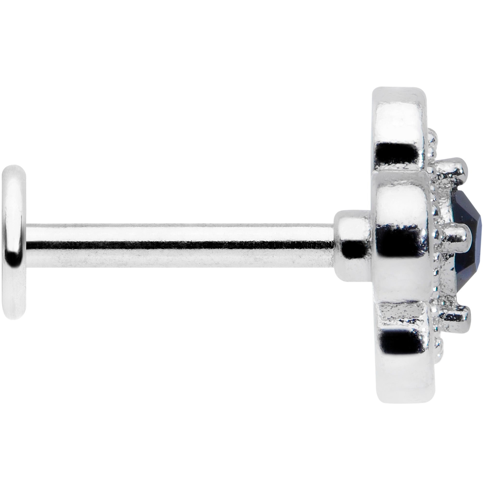 16G 5/16 Blue Gem Stylized Deco Cross Labret Monroe Tragus