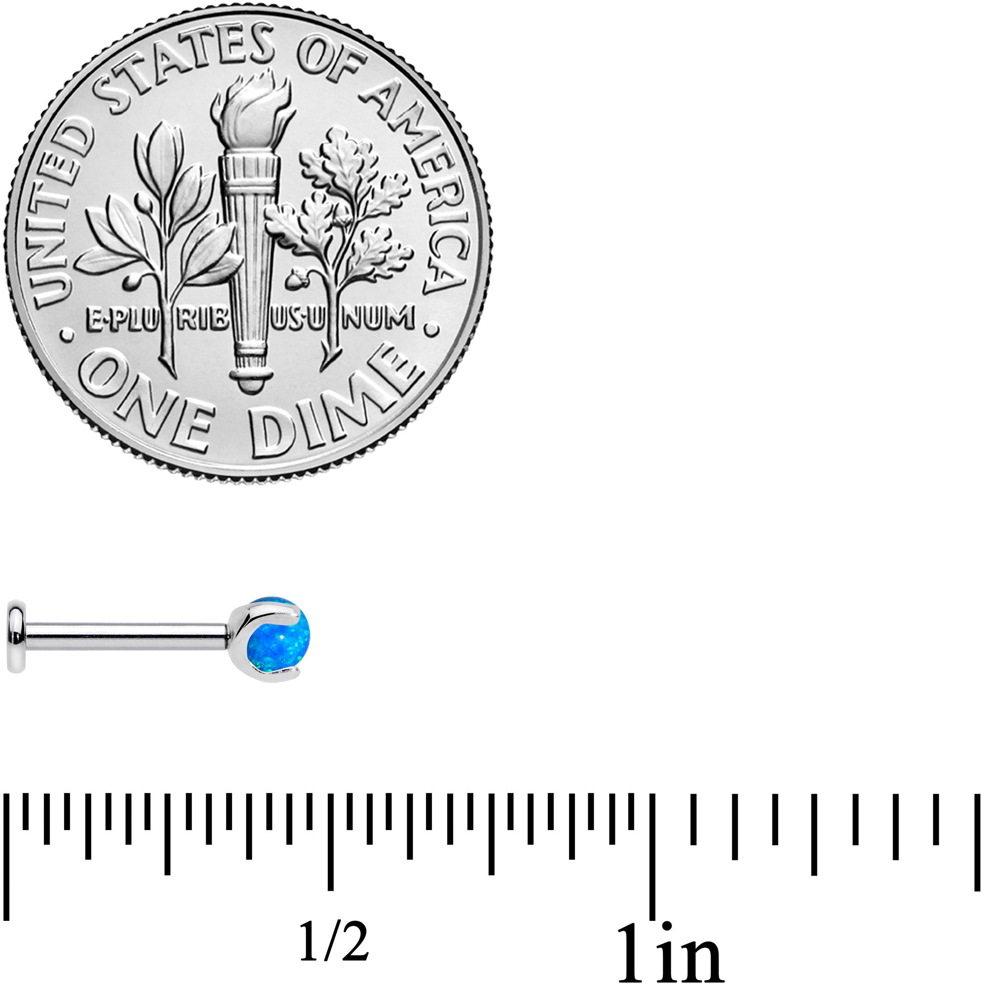 16G 5/16 Blue Synth Opal ASTM F-136 Implant Grade Titanium Internal Thread Labret