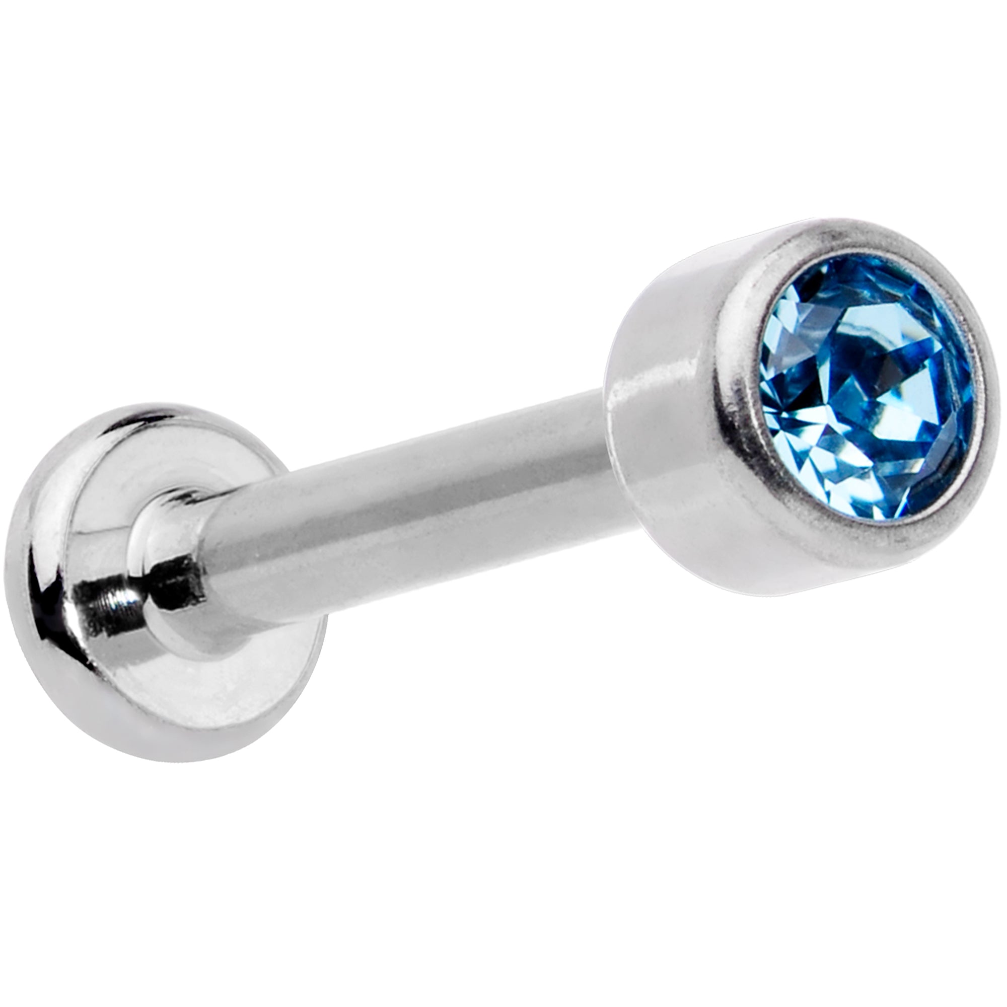 16G 5/16 Aqua Gem Grade 23 Titanium Internally Threaded Labret