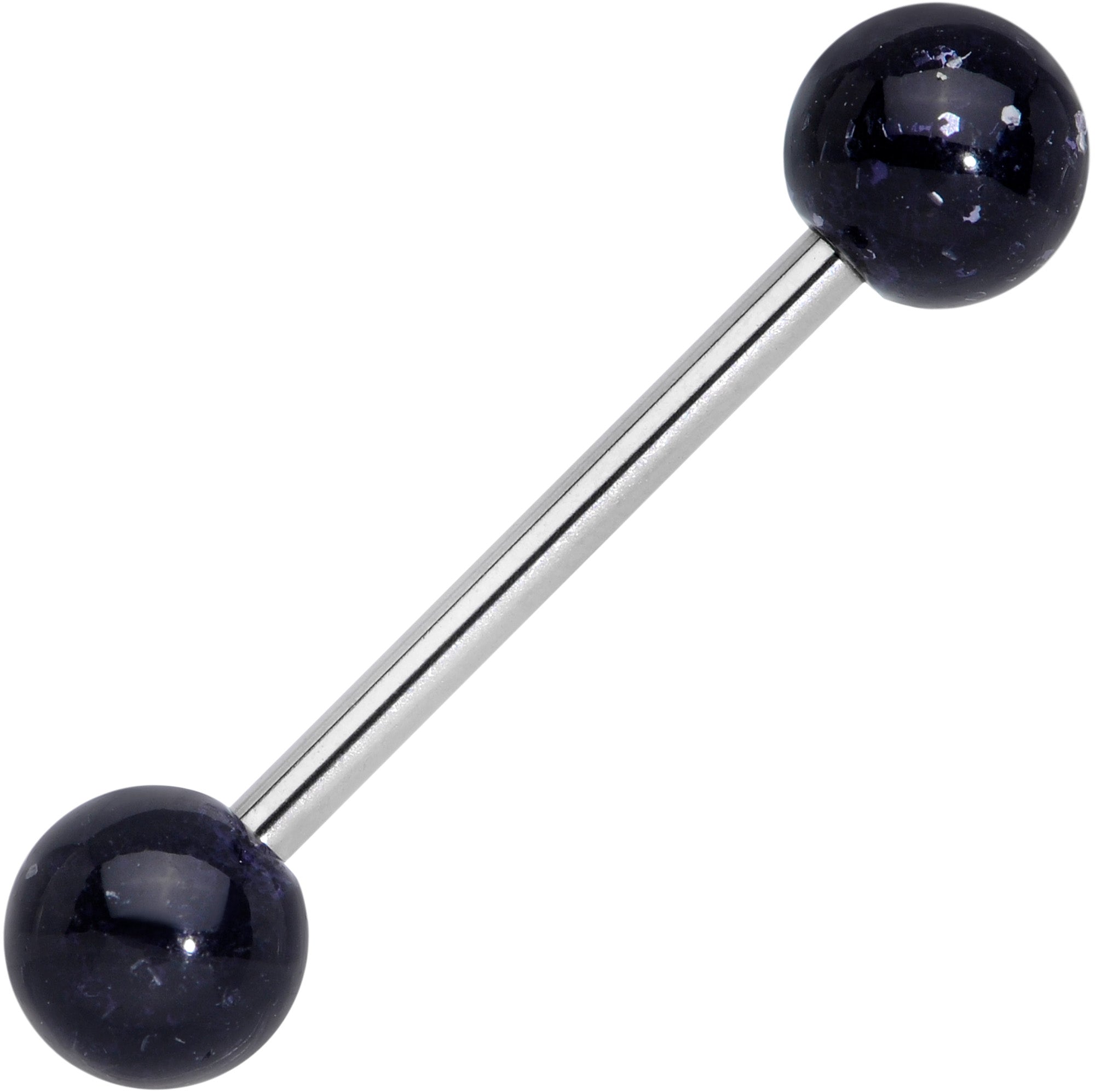 Grade 23 Titanium Black Glitter Ball Barbell Tongue Ring